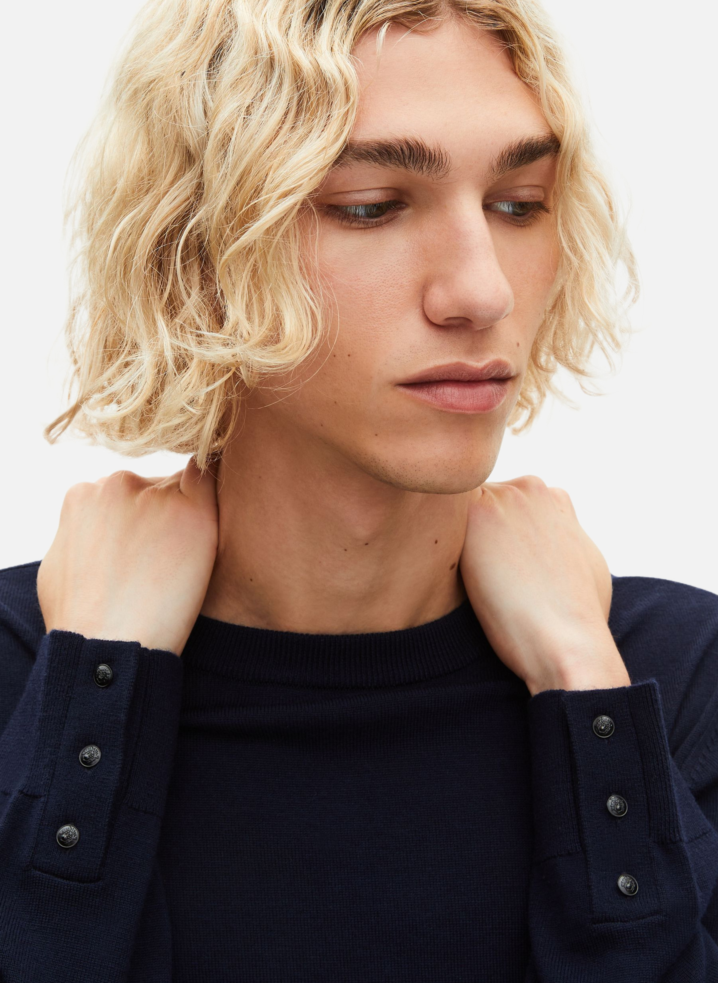 Pull col rond en laine mérinos THE KOOPLES Bleu