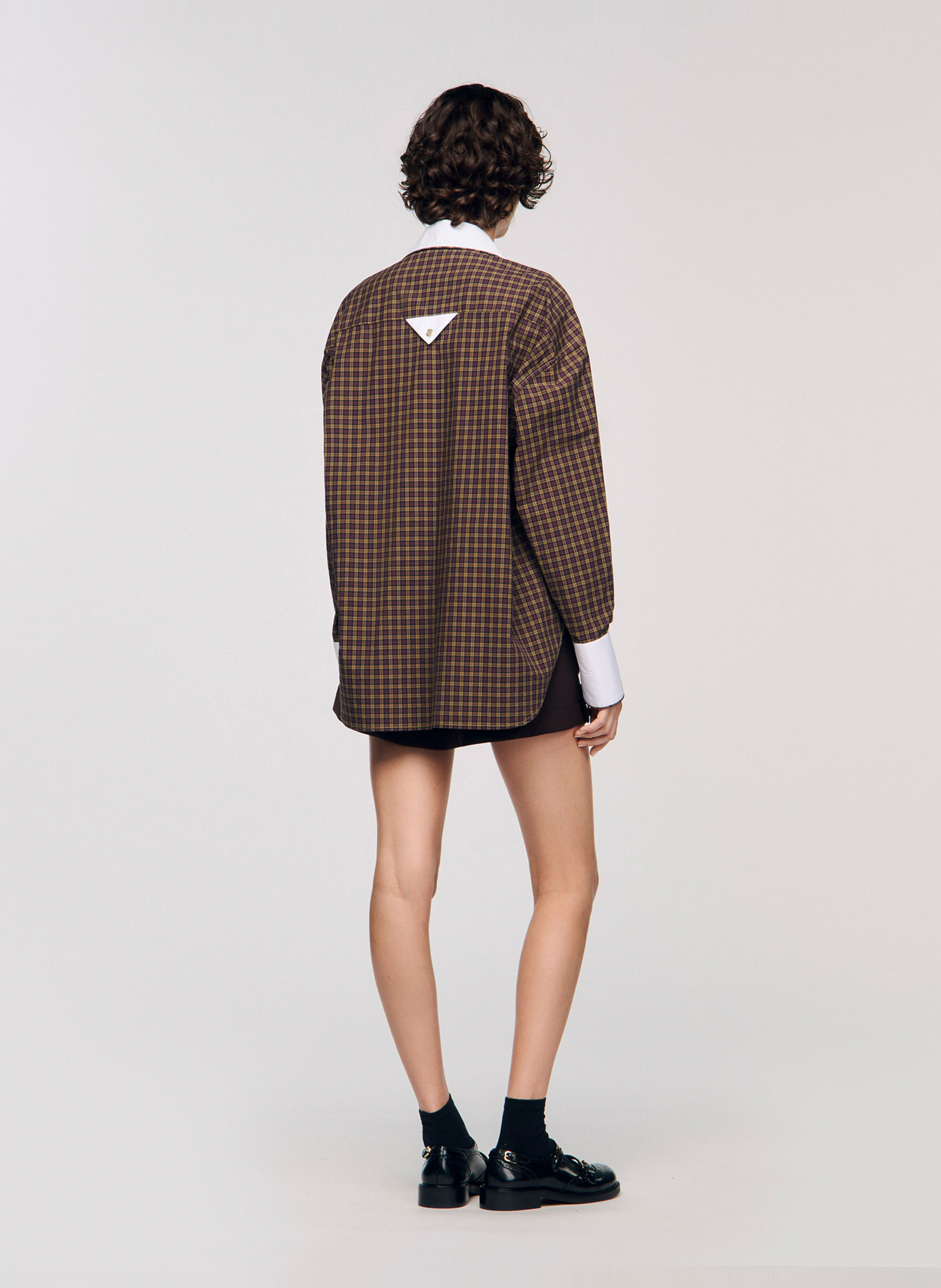 Chemise col classique à carreaux SANDRO Rouge