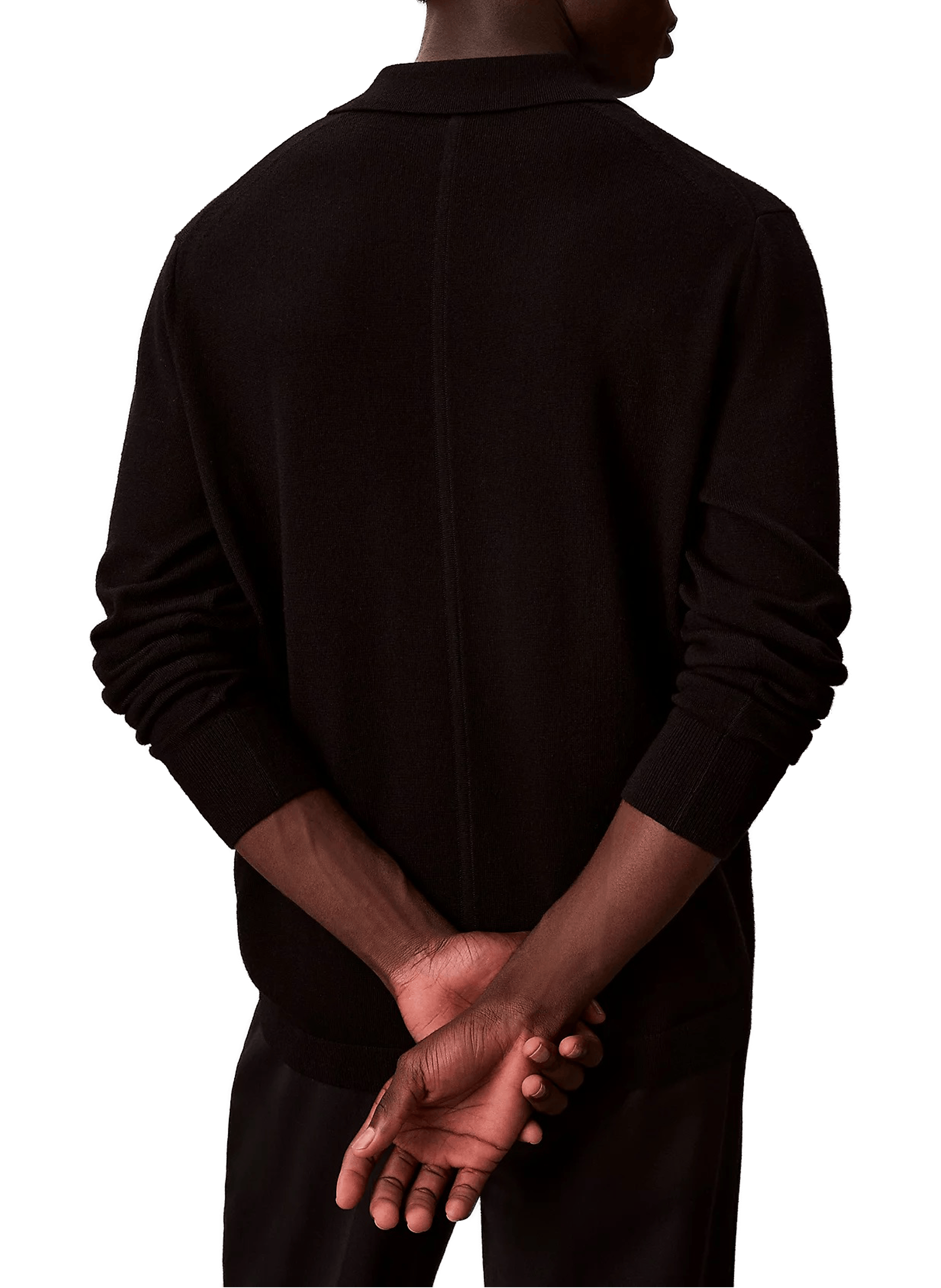 Polo à manches longues en laine CALVIN KLEIN Noir