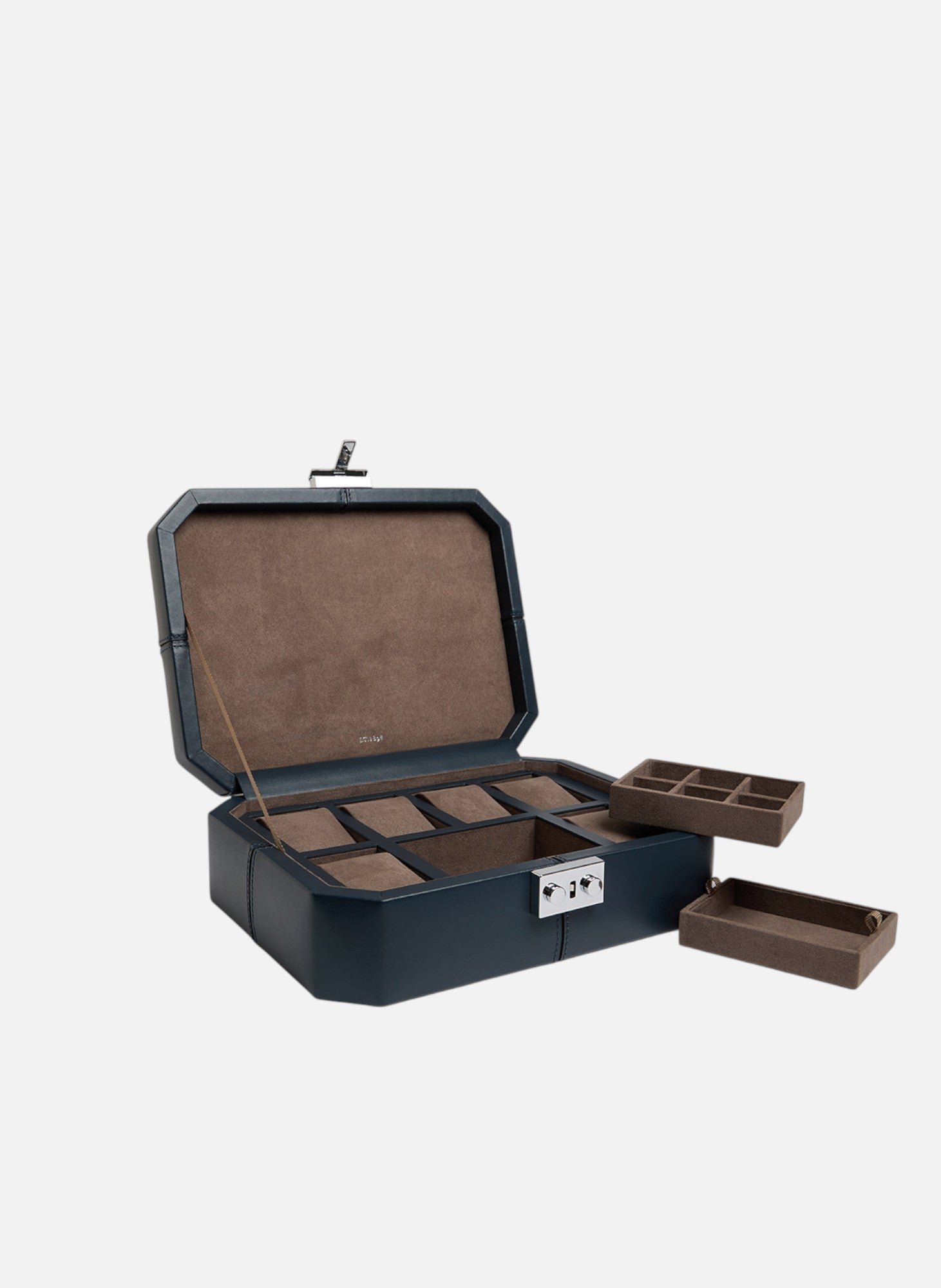 Coffret 6 montres et boutons de manchettes en cuir LE TANNEUR Bleu