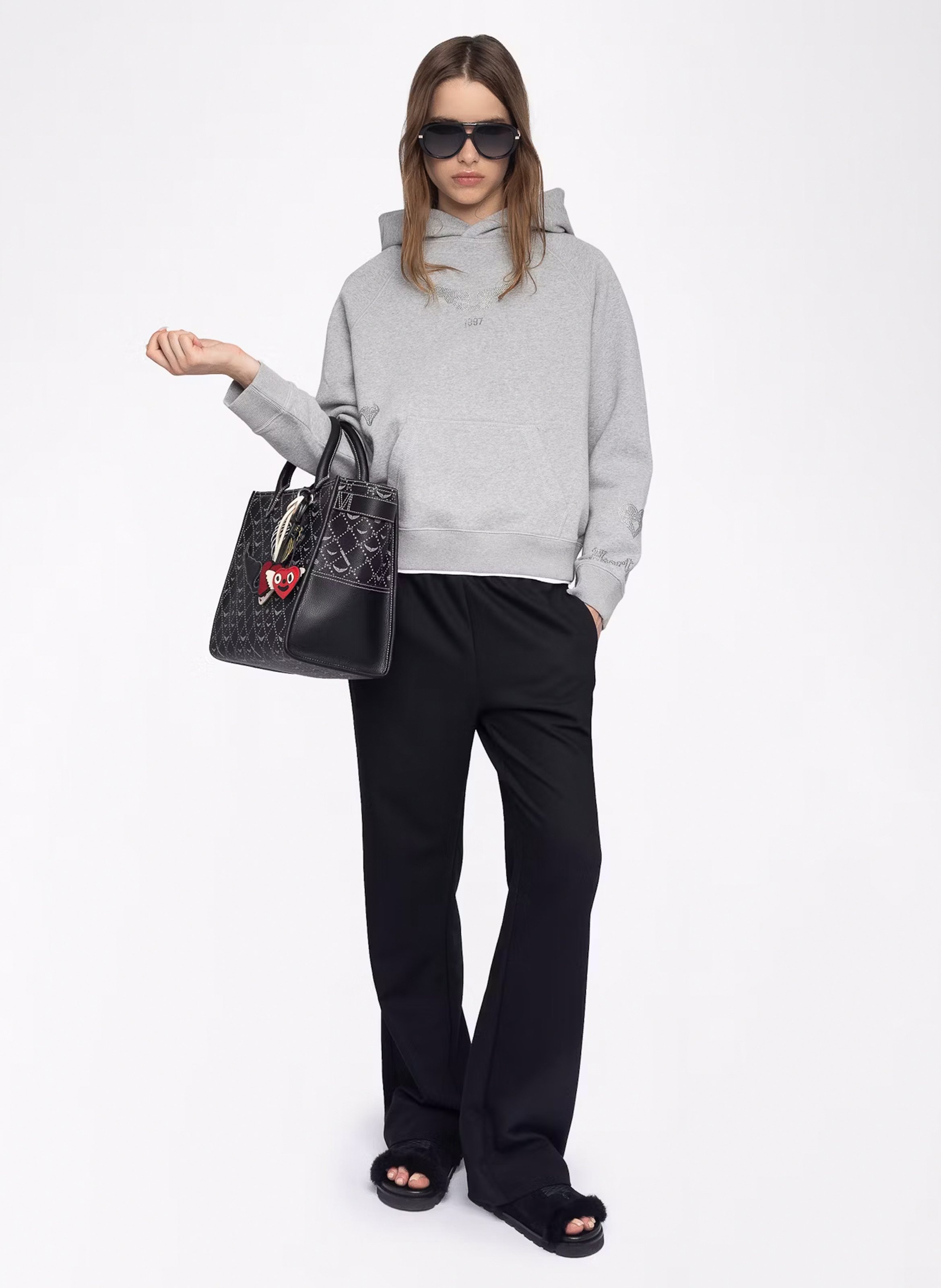 Sweat à capuche en coton georgy ZADIG&VOLTAIRE Gris