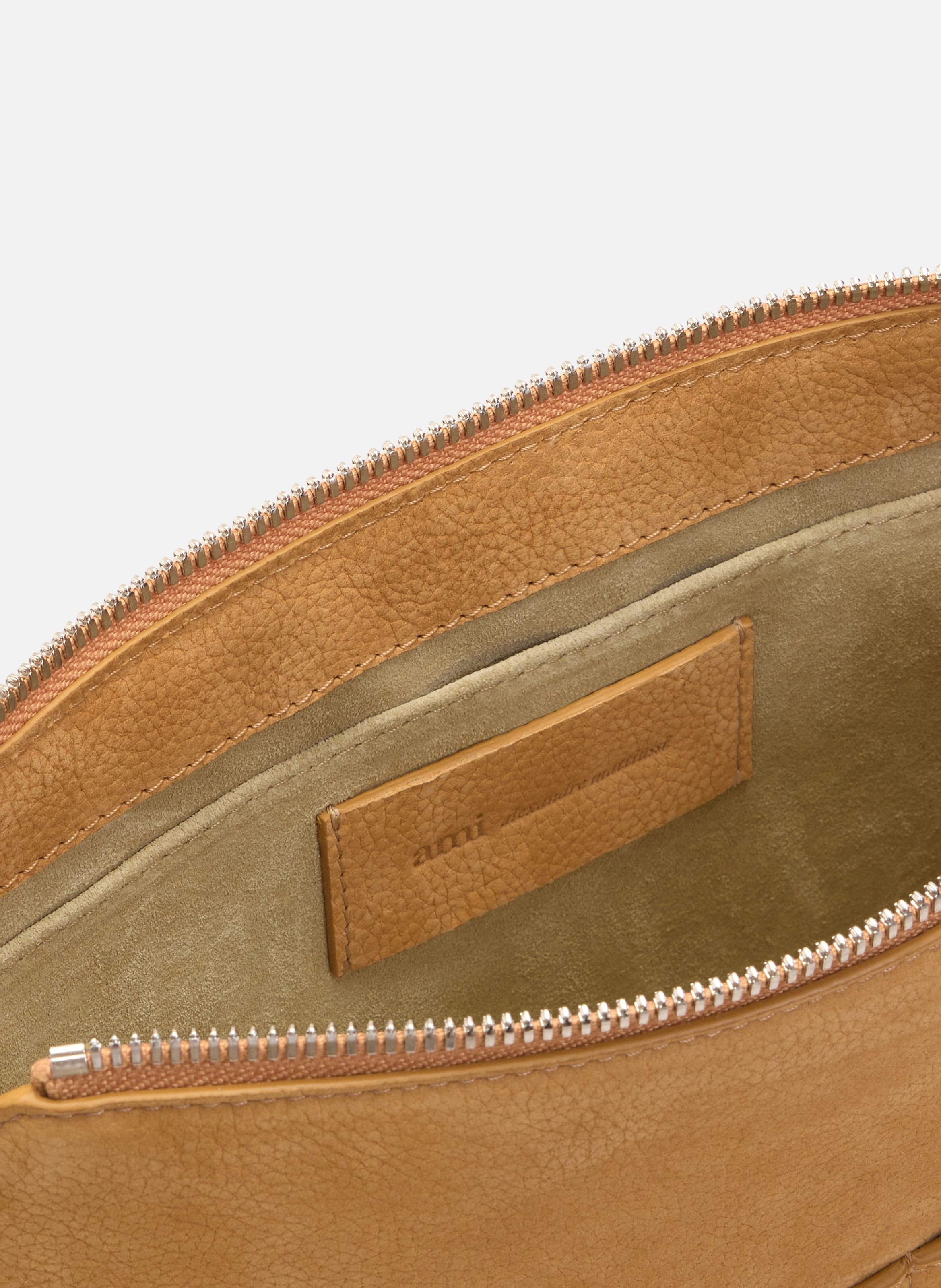 Sac messenger à rabat carrousel unisexe en cuir de vache AMI PARIS Jaune