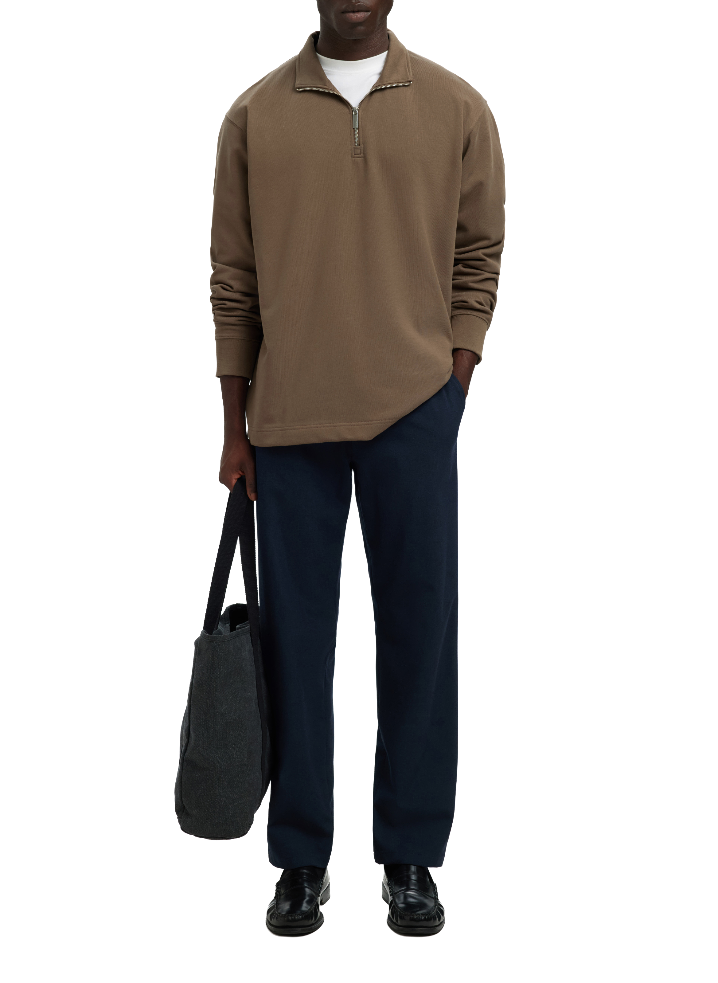 Cotton sweatshirt SELECTED Brown