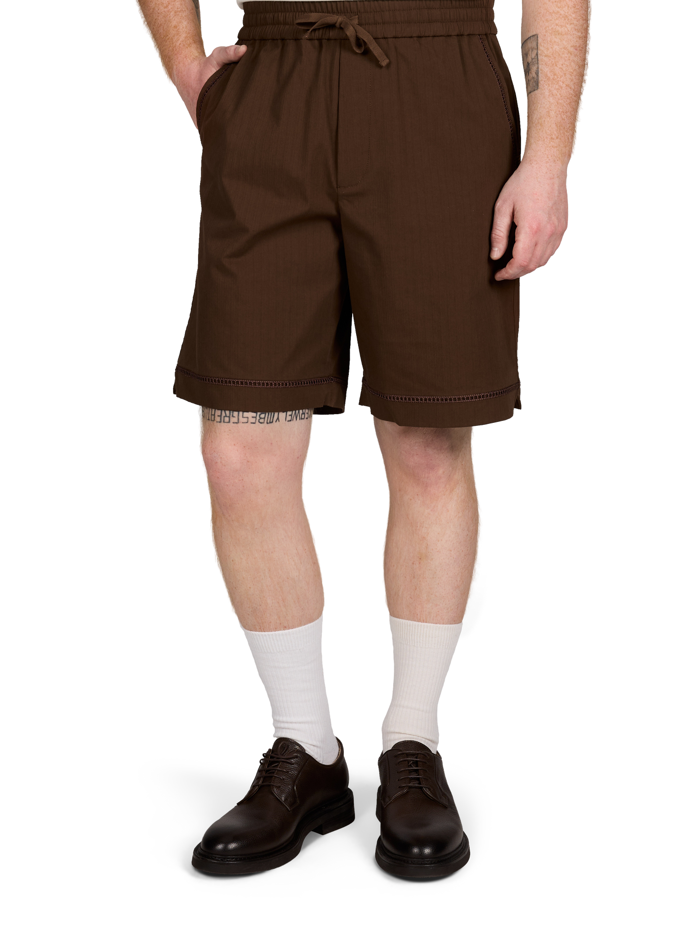 Short detail embroidery in cotton blend DROLE DE MONSIEUR Brown