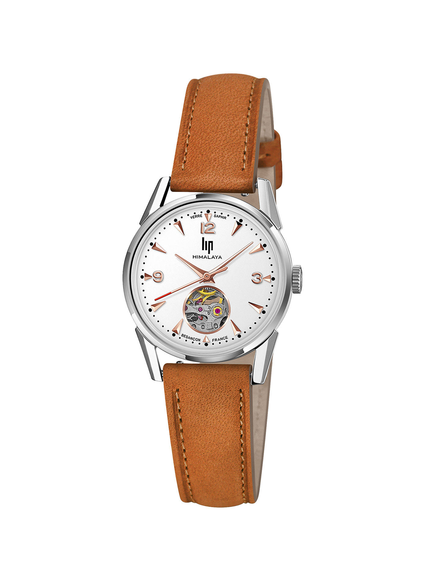 Montre automatique Himalaya coeur battant en cuir LIP Argent