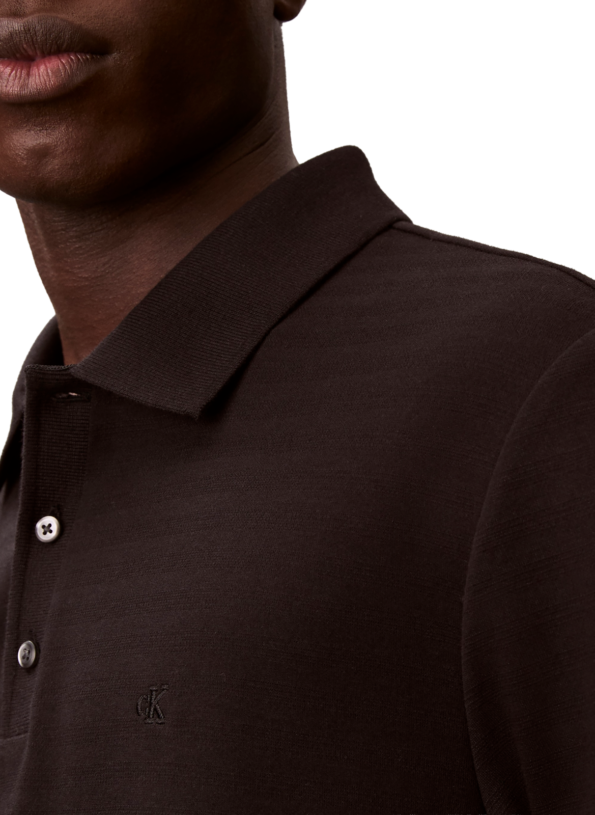 Short-sleeved polo in blended cotton CALVIN KLEIN Black