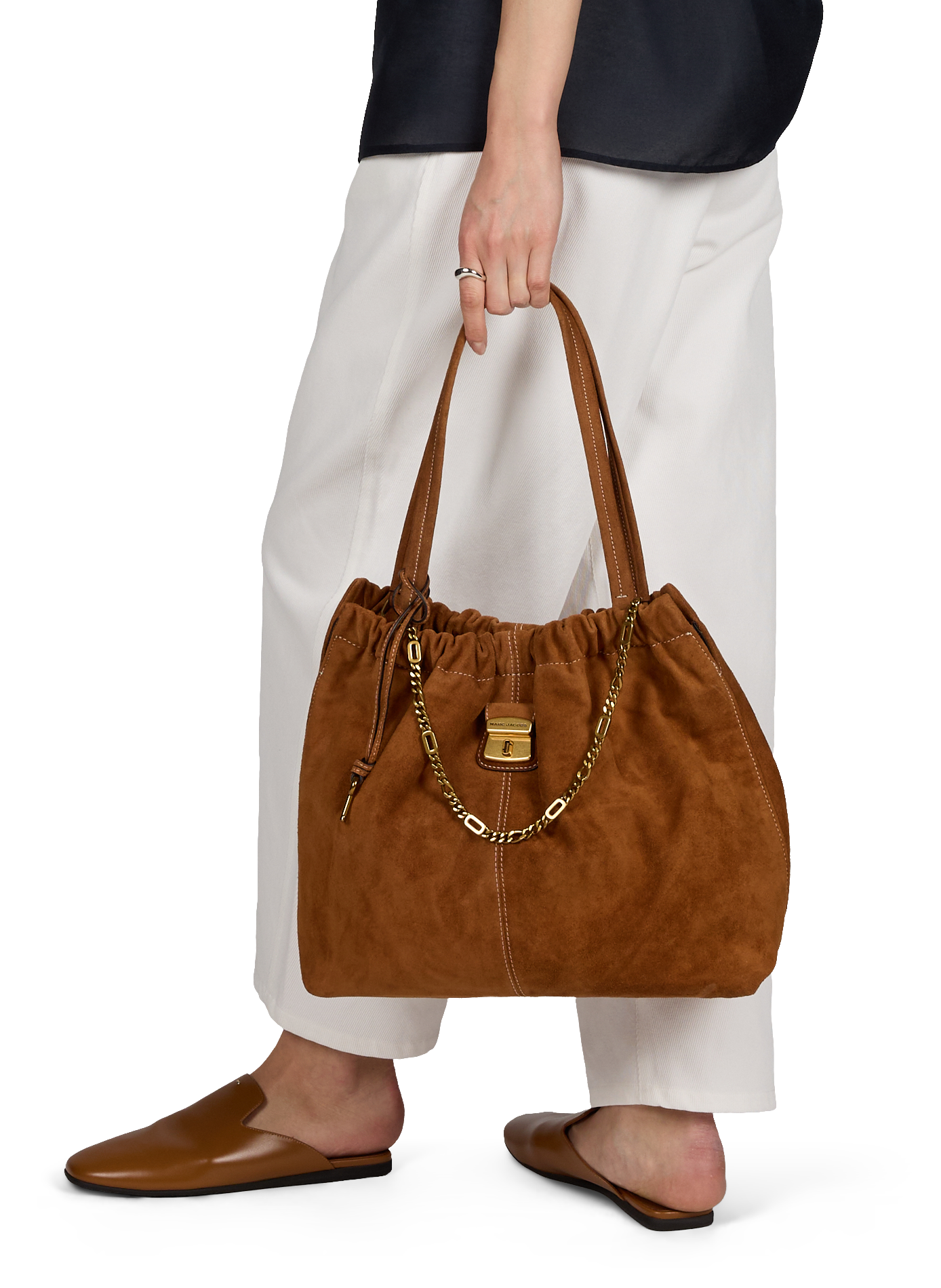 Suede shoulder bag The Cristina Tote MARC JACOBS Brown