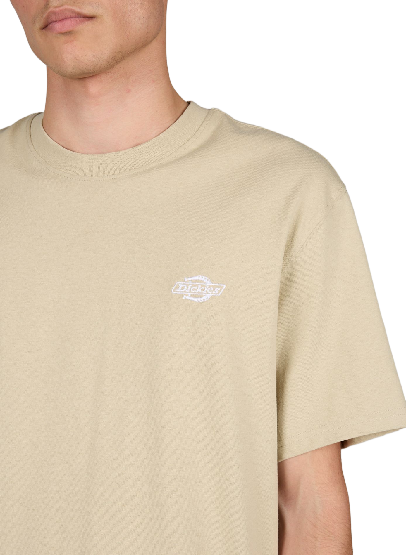 Short-sleeved cotton T-shirt with embroidered logo DICKIES Beige