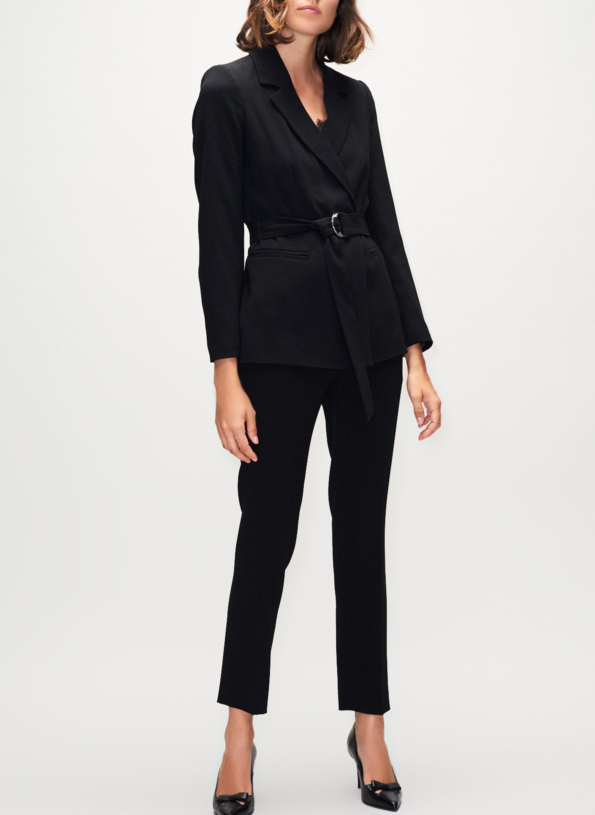 Veste col tailleur cintrée ceinturée CLAUDIE PIERLOT Noir