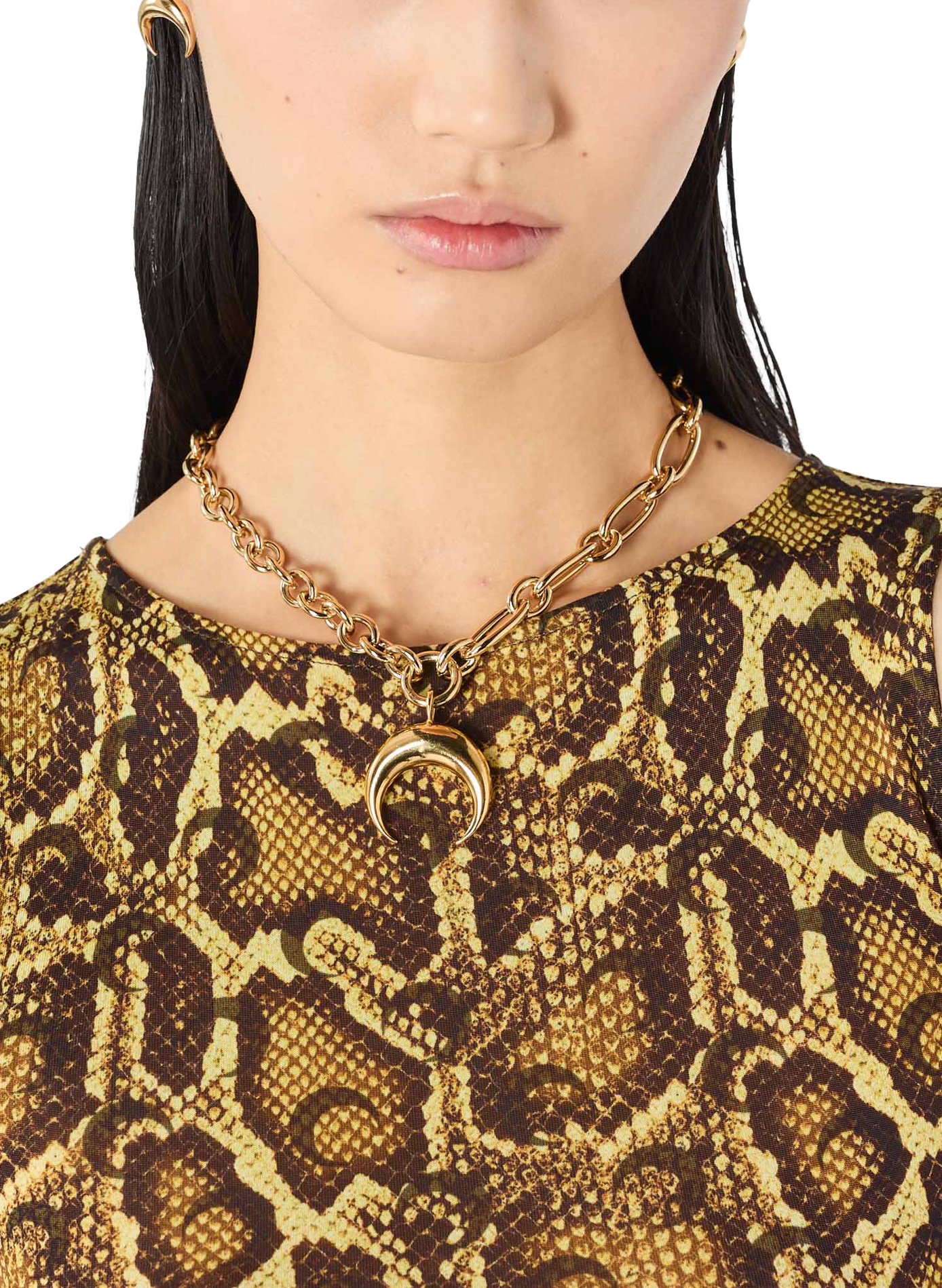 Robe longue asymétrique en jersey imprimé python MARINE SERRE Geel