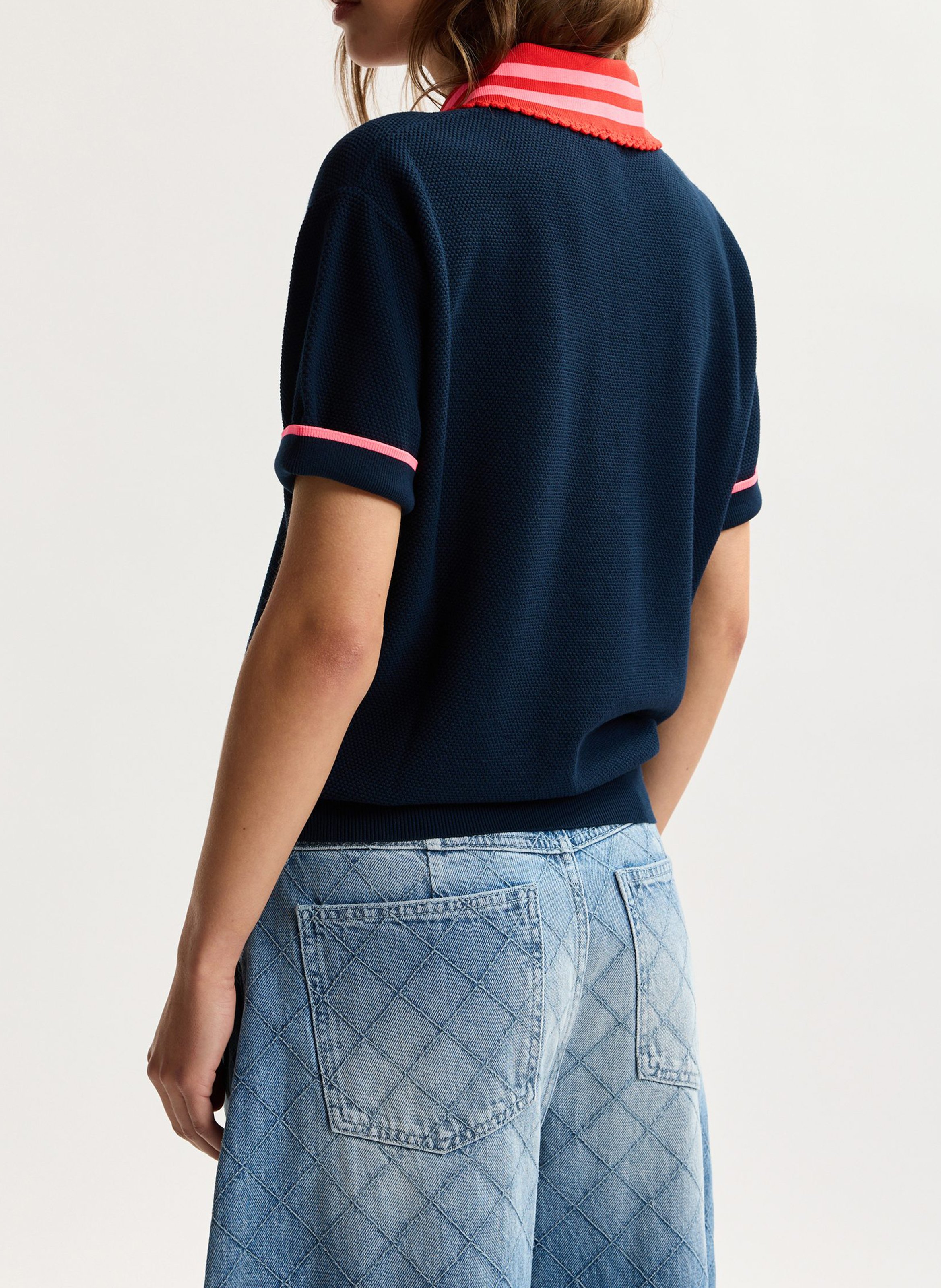 Polo droit en maille kontrast ESSENTIEL ANTWERP Bleu
