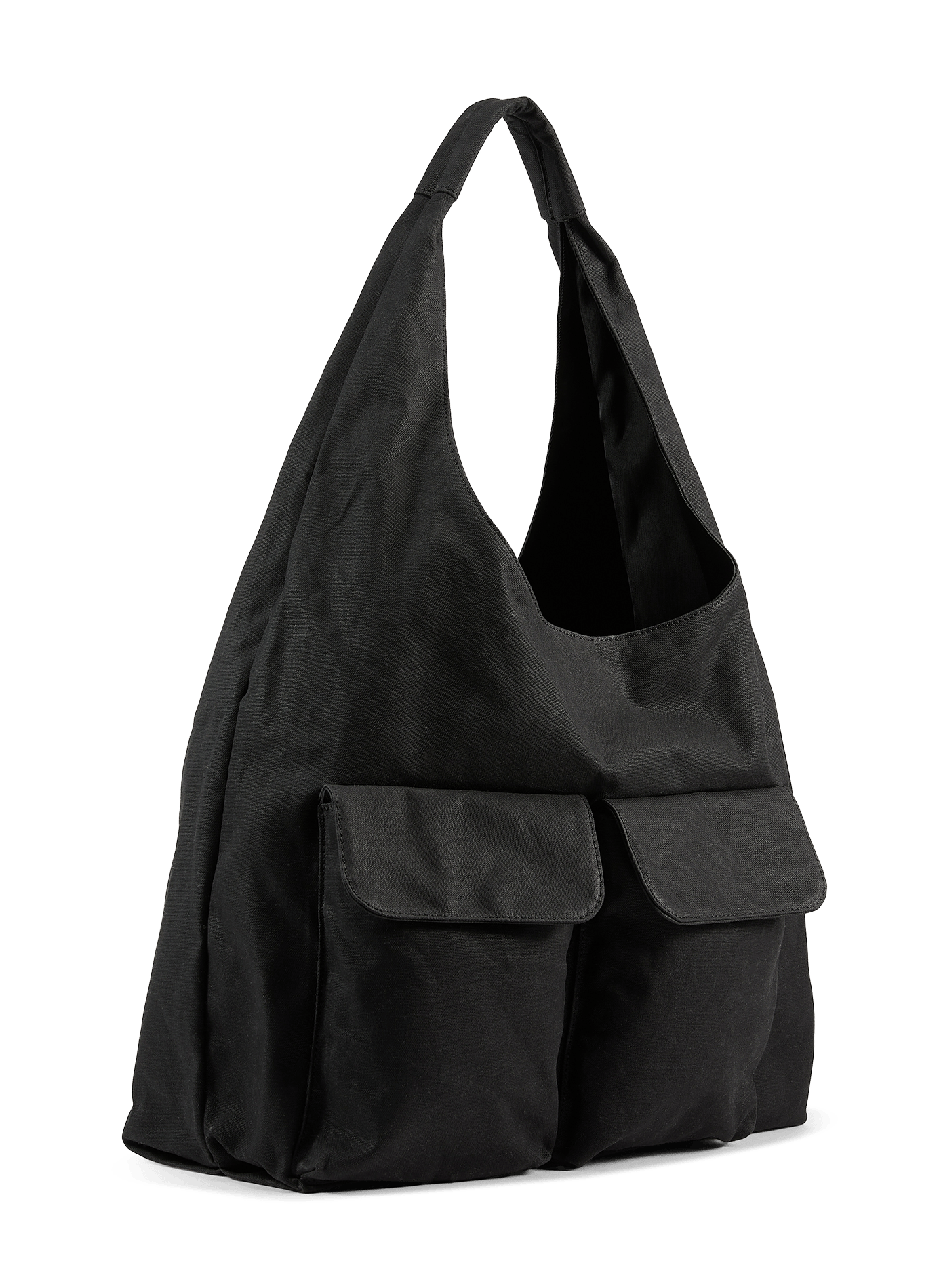 Cotton tote bag with exterior pockets | Black SAISON 1865 Men