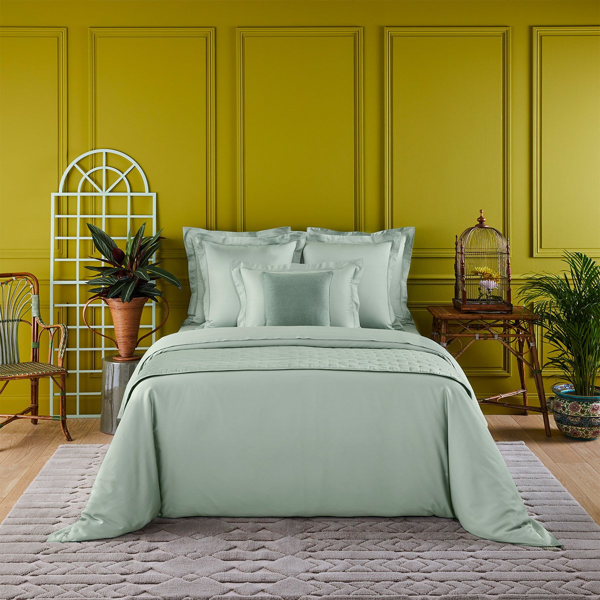Housse de couette en satin, triomphe | Vert YVES DELORME Maison