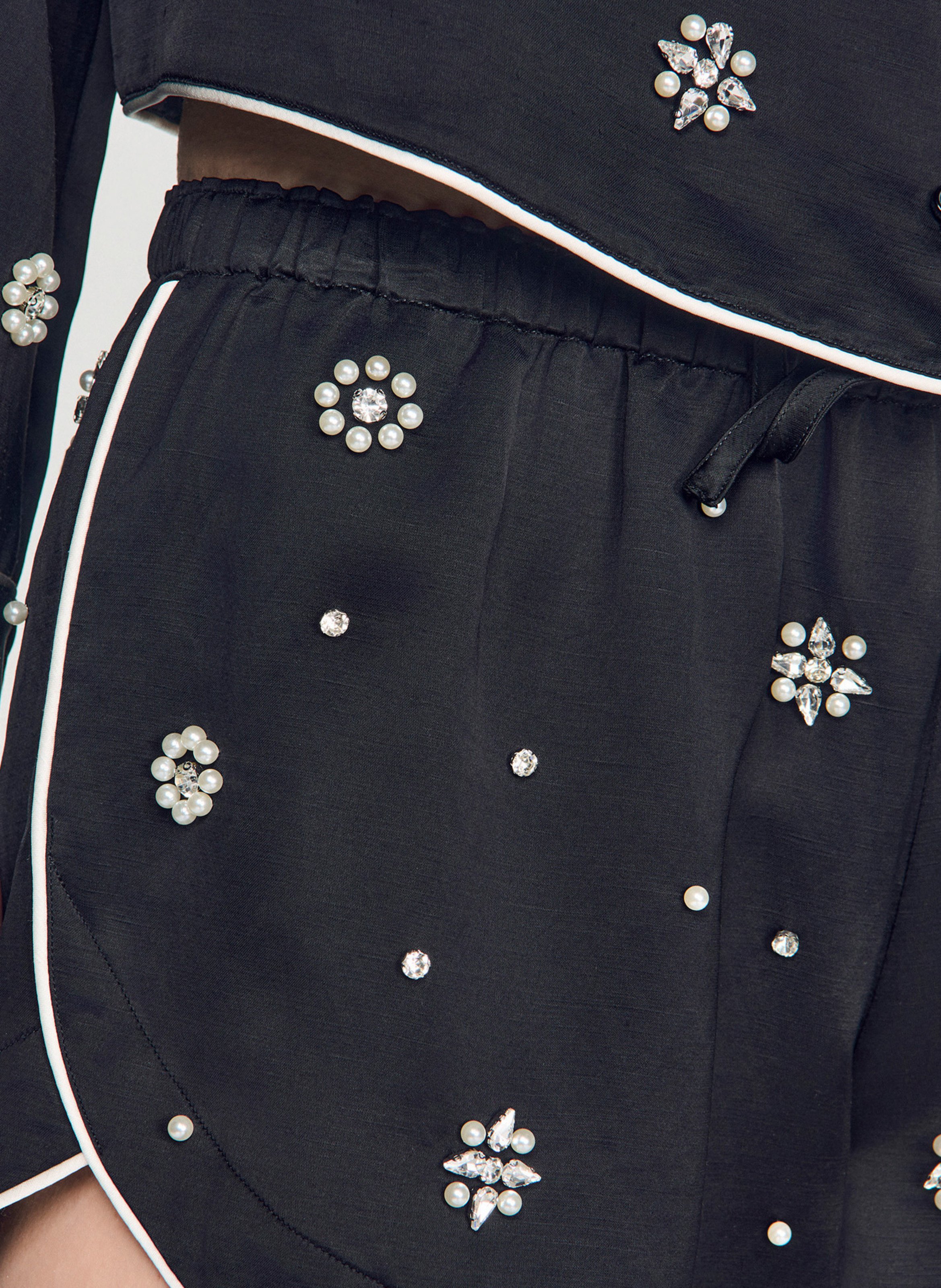 Short large strass et perles SANDRO Noir