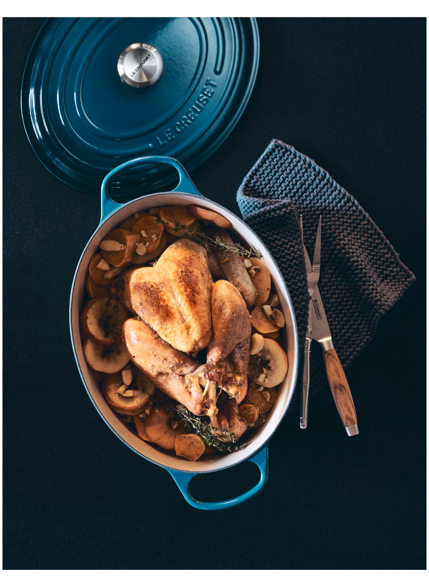 Ovale gusseiserner Schmortopf mit Emaillebeschichtung LE CREUSET Blau