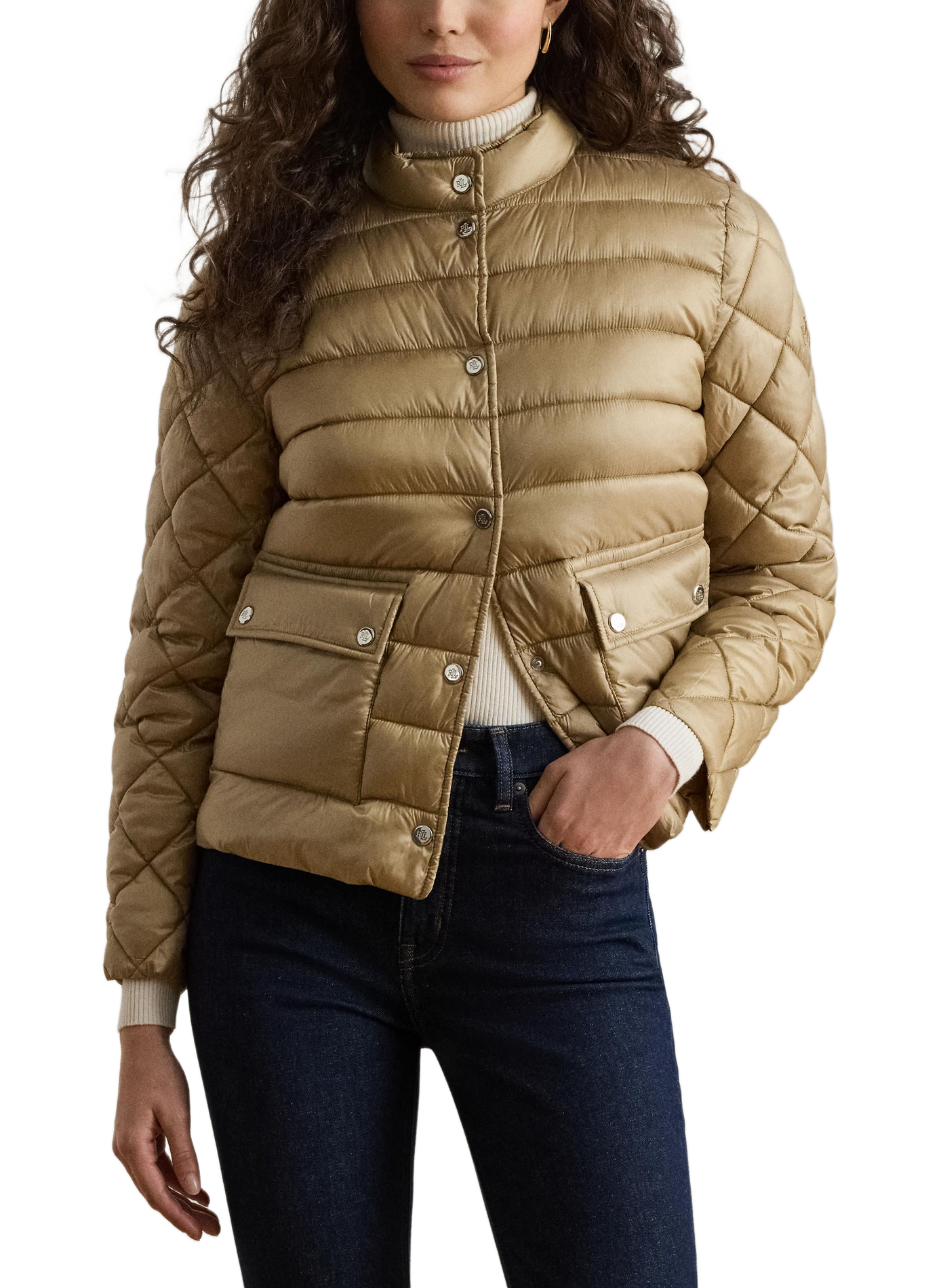 Quilted jacket with high collar LAUREN Beige