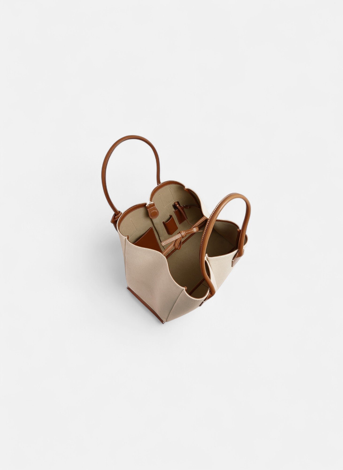 Grand sac cabas elena en toile coton et cuir grainé LE TANNEUR Beige