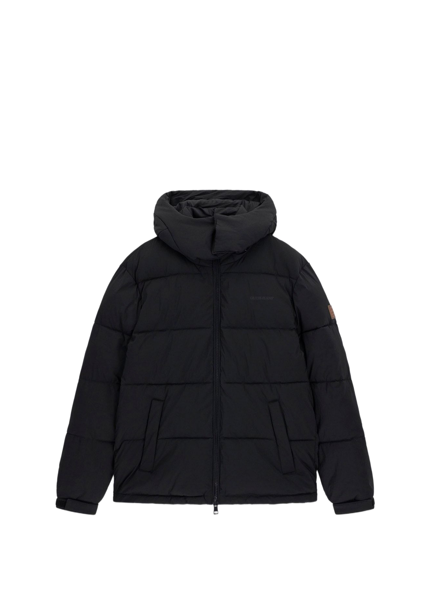 Gerade gesteppte Daunenjacke mit Kapuze GUESS Schwarz