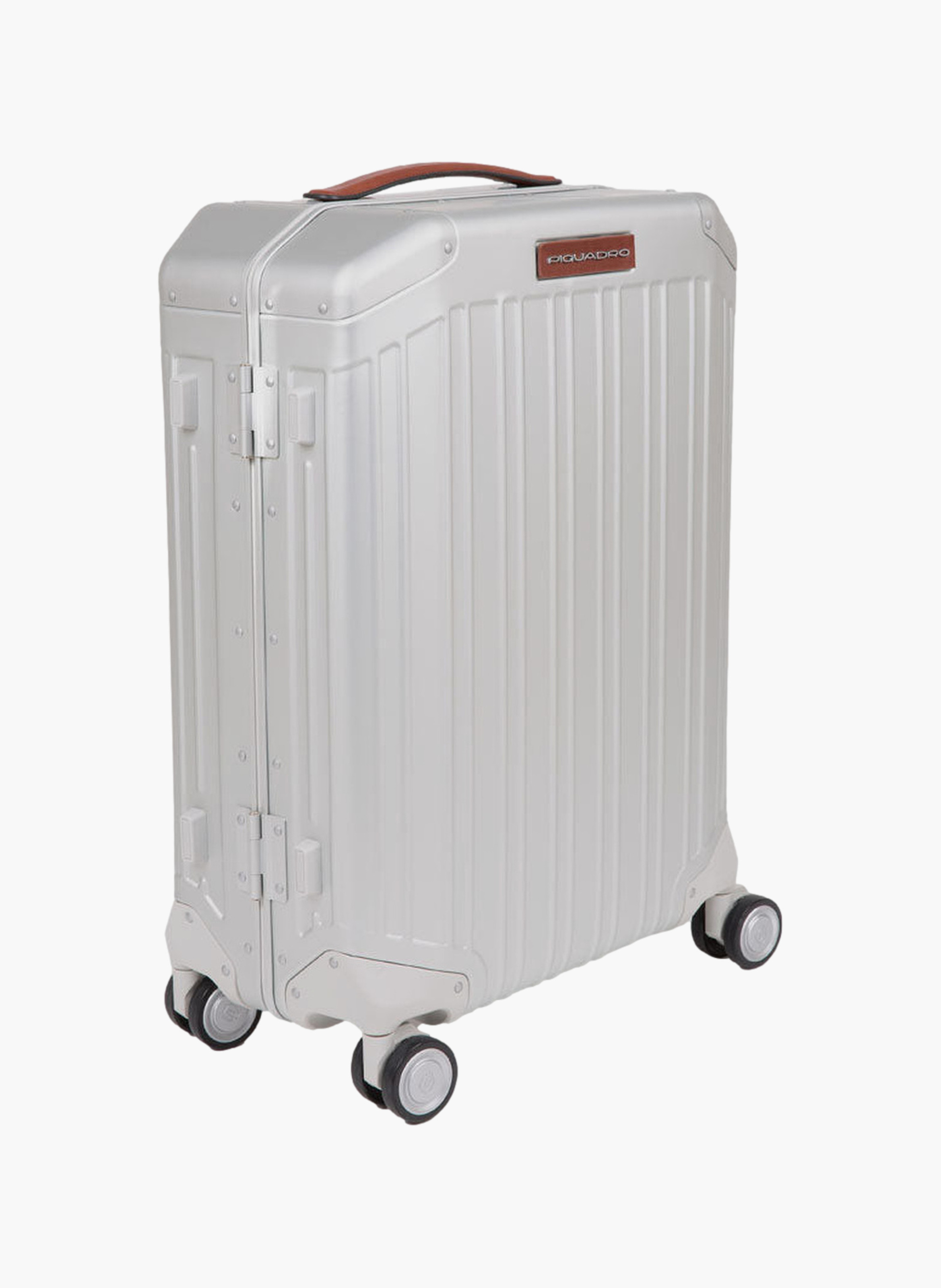 Aluminum 4 wheel suitcase with tsa lock PIQUADRO Grey