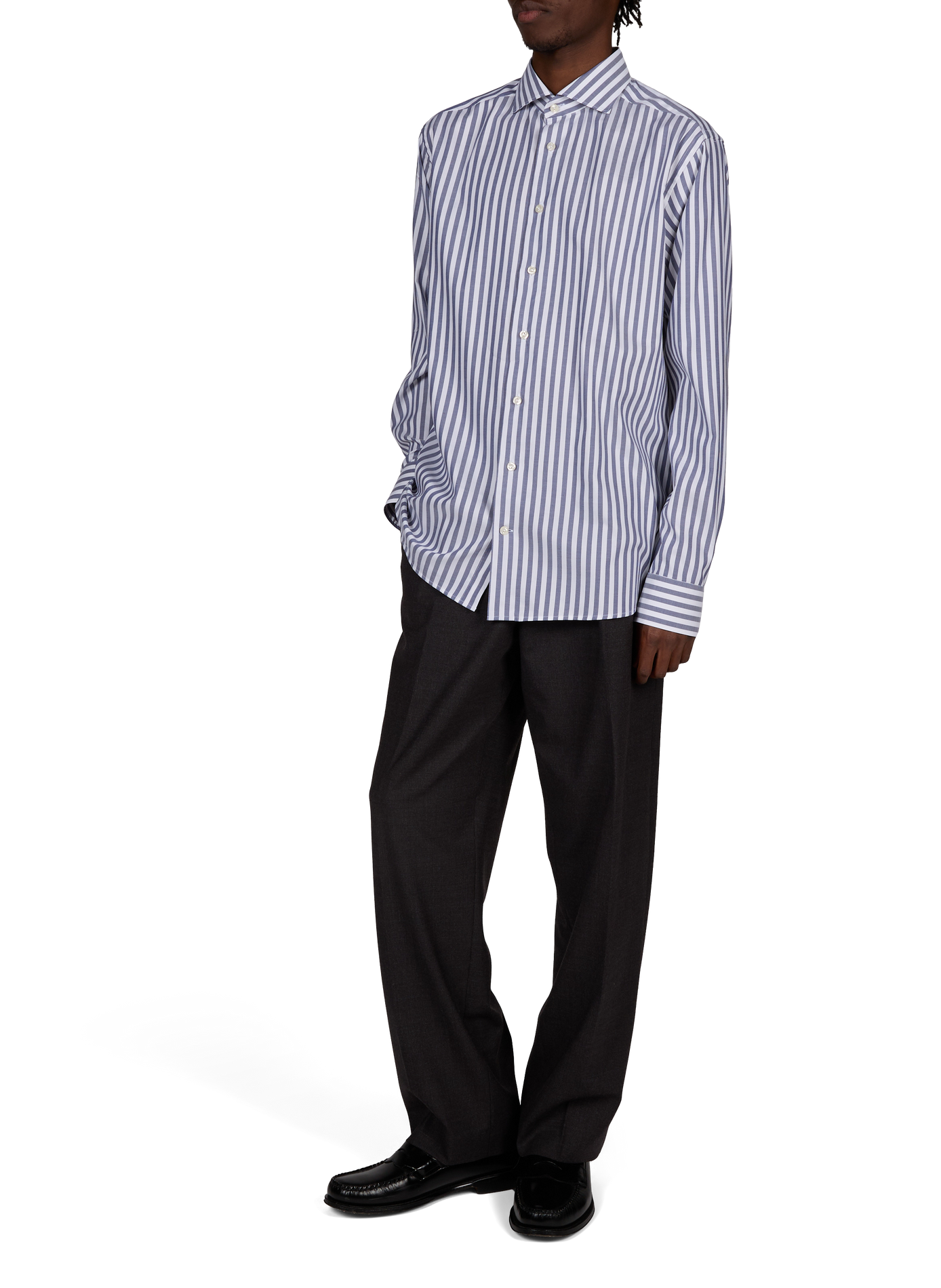 Straight striped cotton shirt ETON Blue