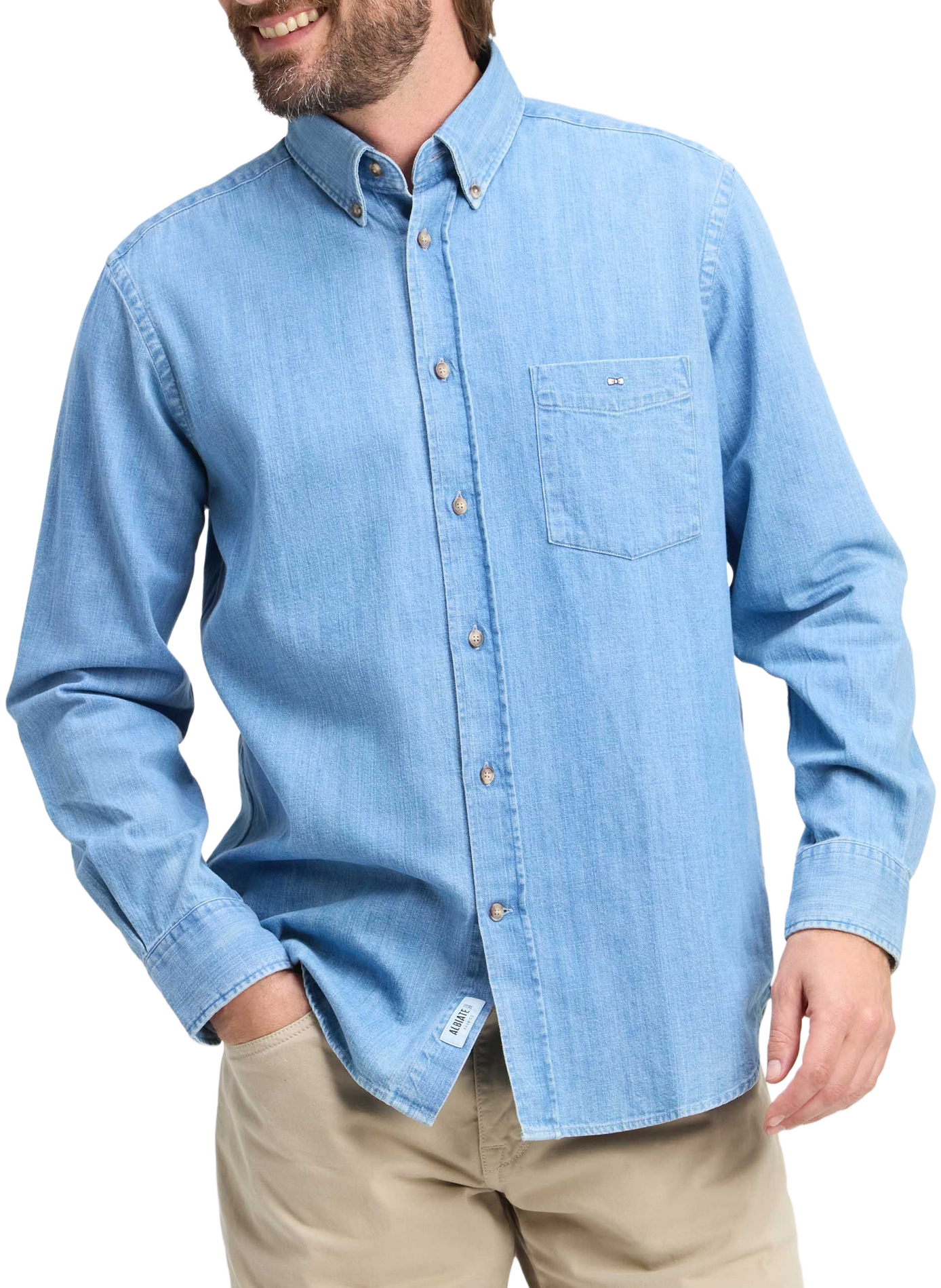 Chemise droite en jeans à logo en coton EDEN PARK Blau