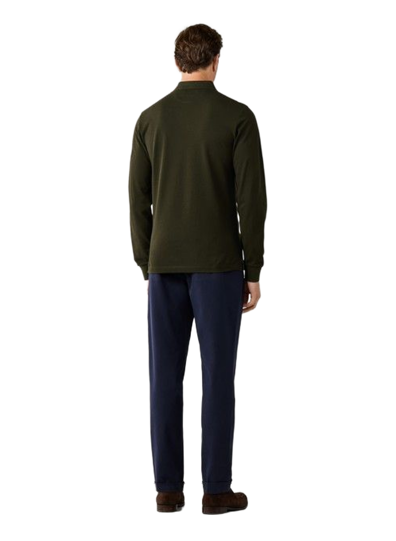 Long-sleeve cotton knit polo | Green HACKETT Men