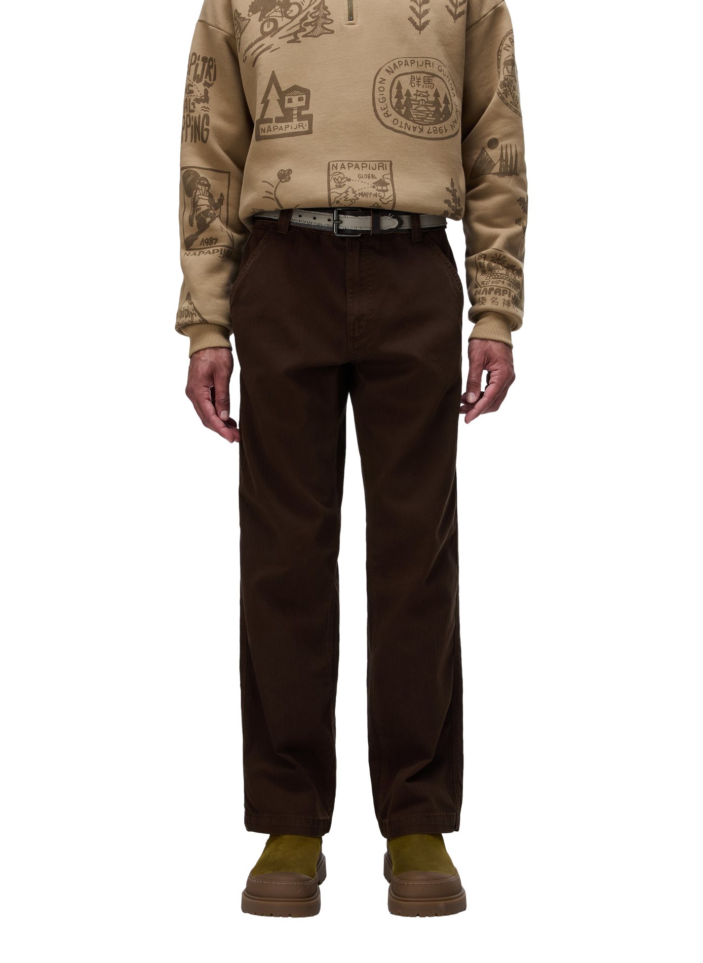 Solid straight cotton pants NAPAPIJRI Brown
