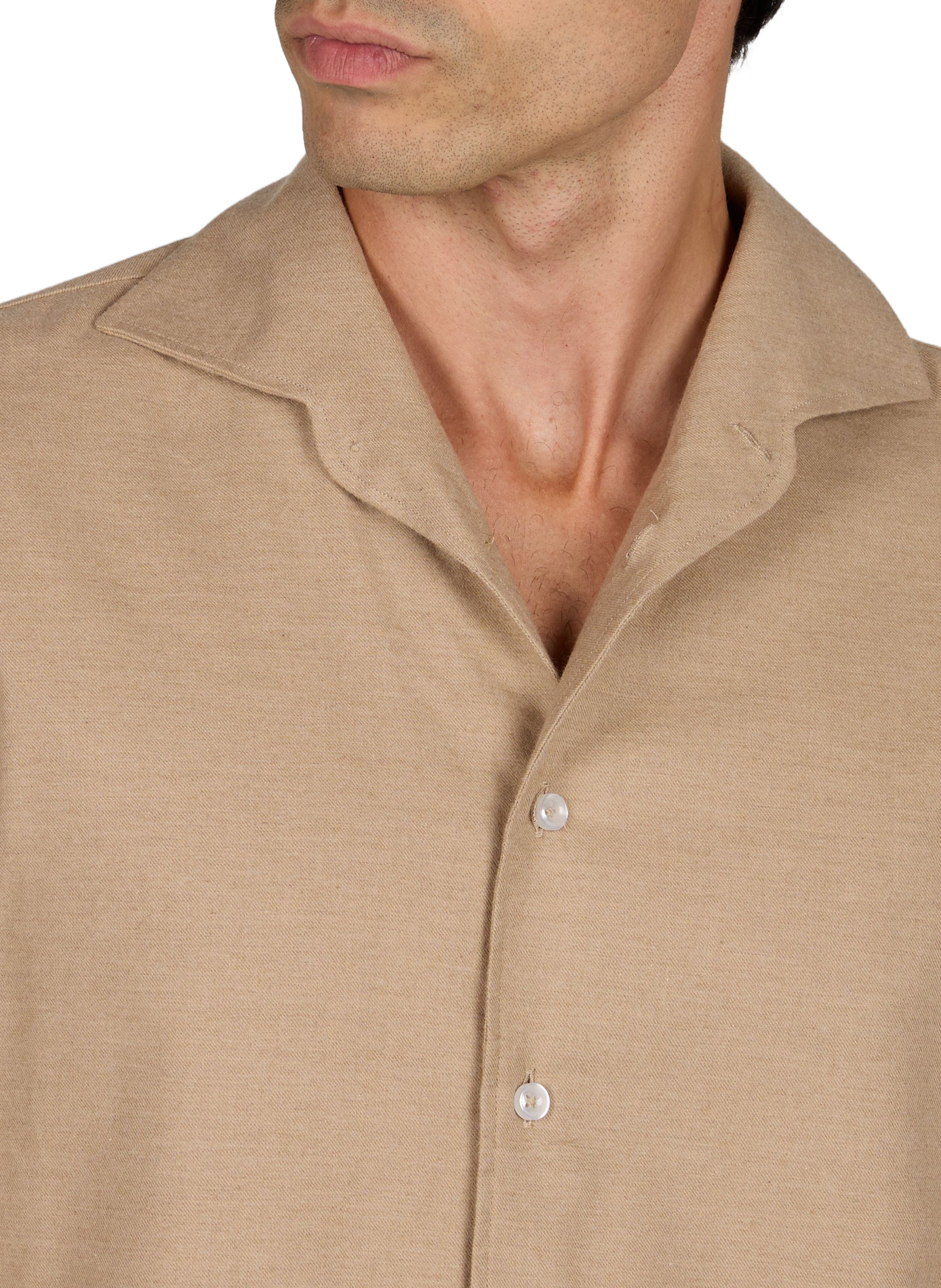 Slim fit shirt in cotton and wool AURELIEN Beige