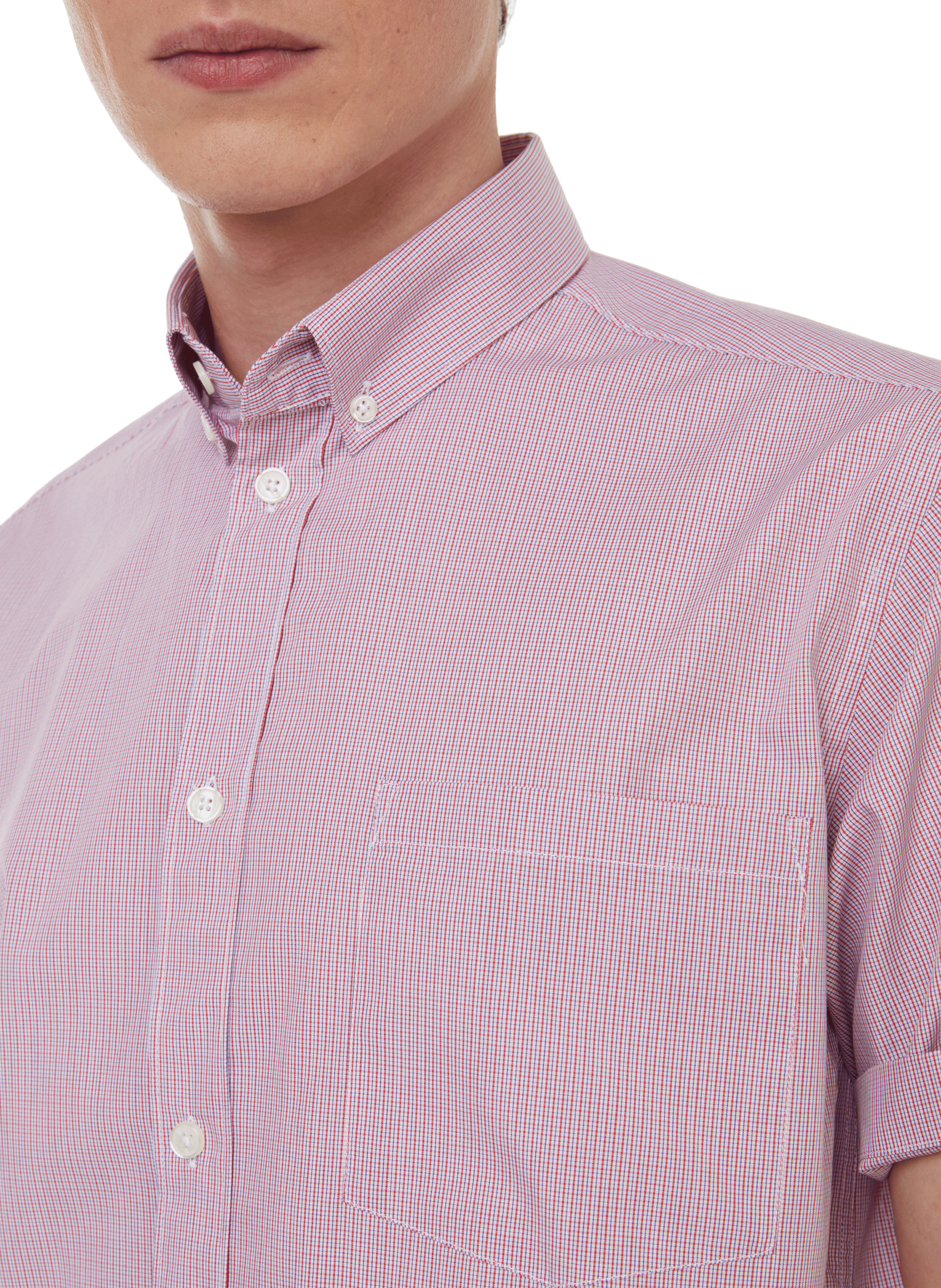 Short-sleeved cotton poplin shirt AU PRINTEMPS PARIS Red