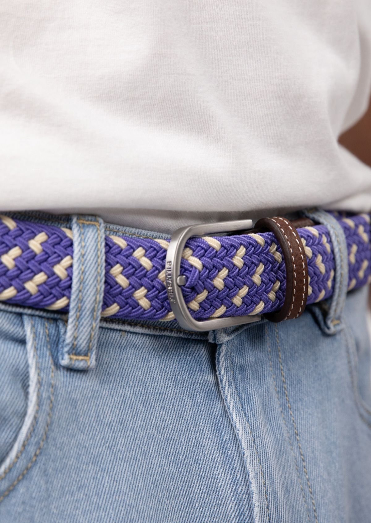 Ceinture tressée élastique multicolore BILLYBELT Bleu