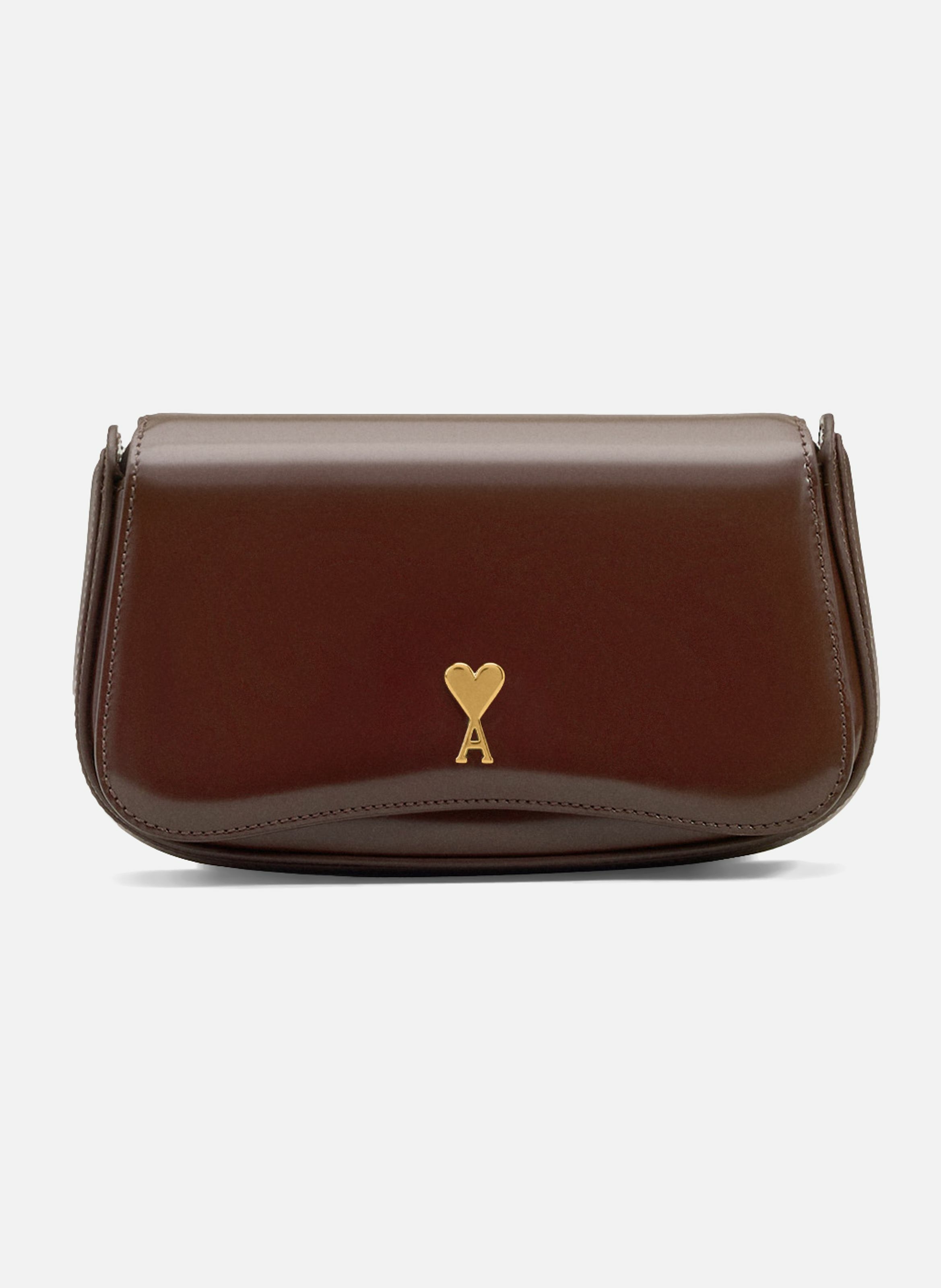 AMI PARIS Sac porté croisé paris paris petit en cuir glacé unisexe Rouge