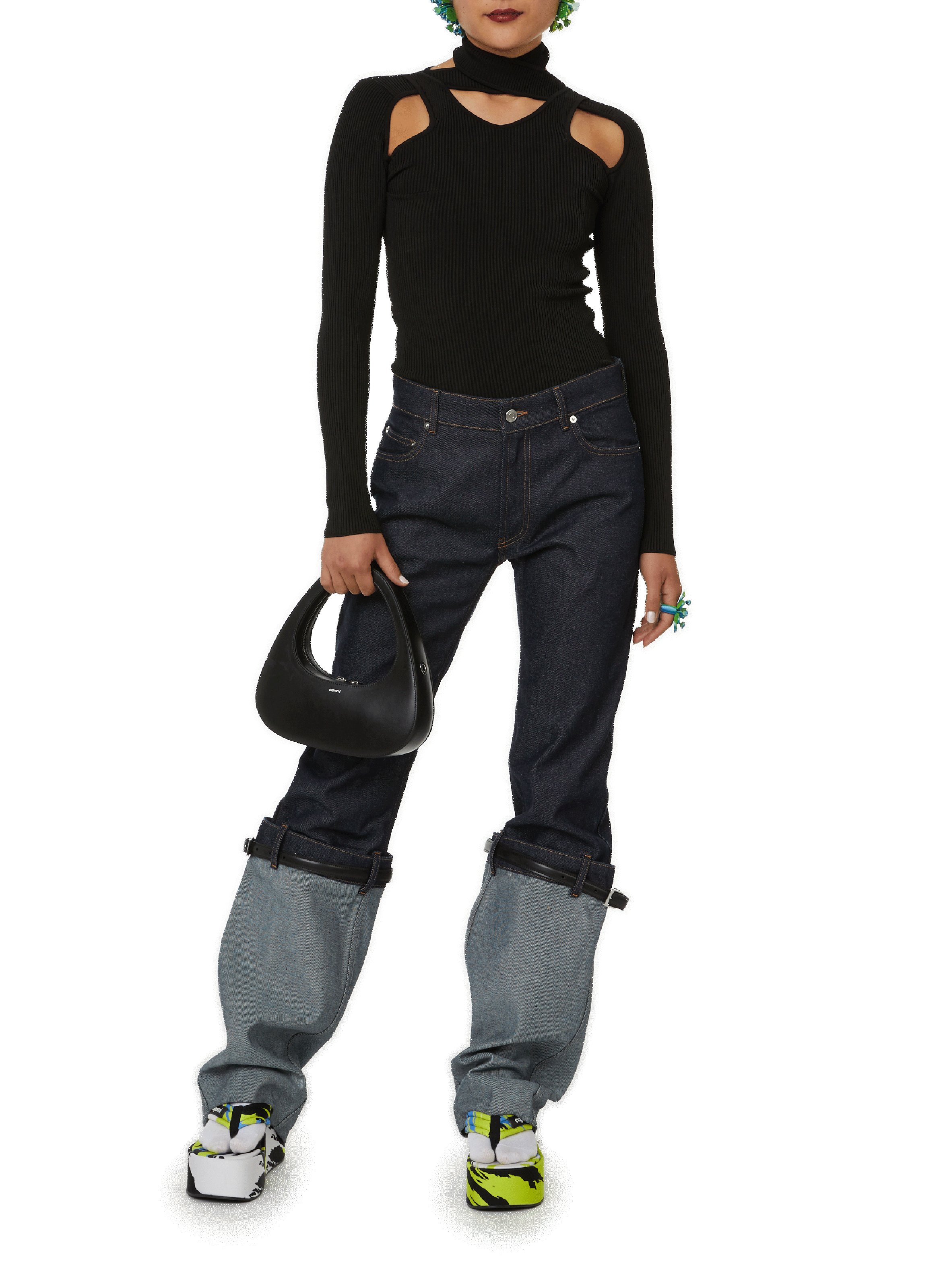 Sac à main Baguette en cuir Noir