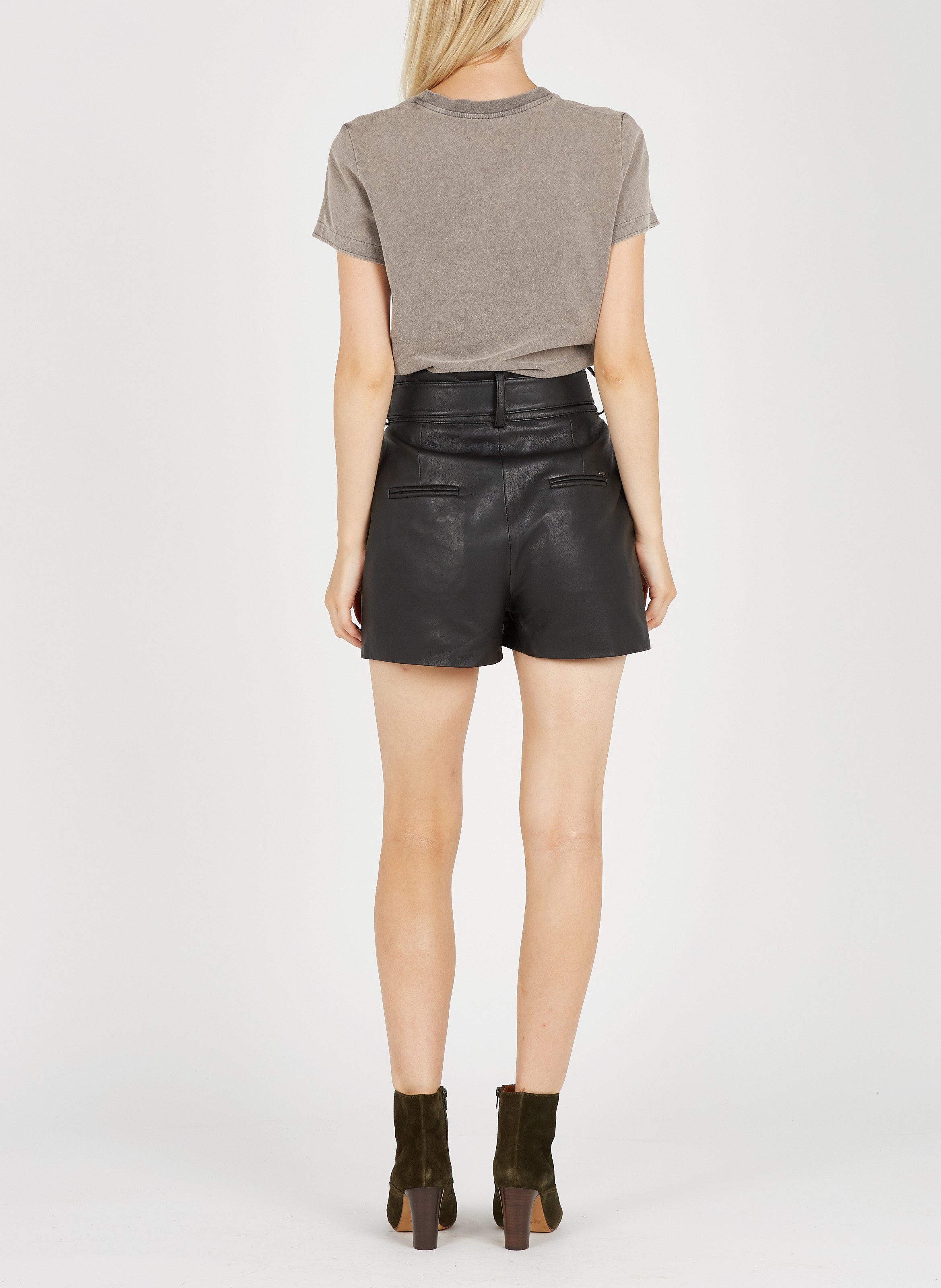 Short ceinturé en cuir IKKS Noir