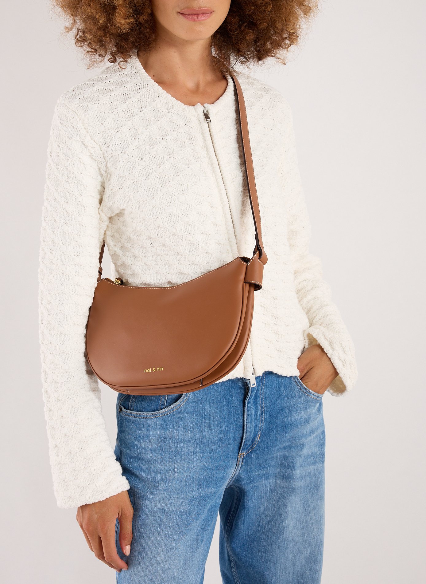 Sac à bandoulière Lune  NAT &amp; NIN Marron