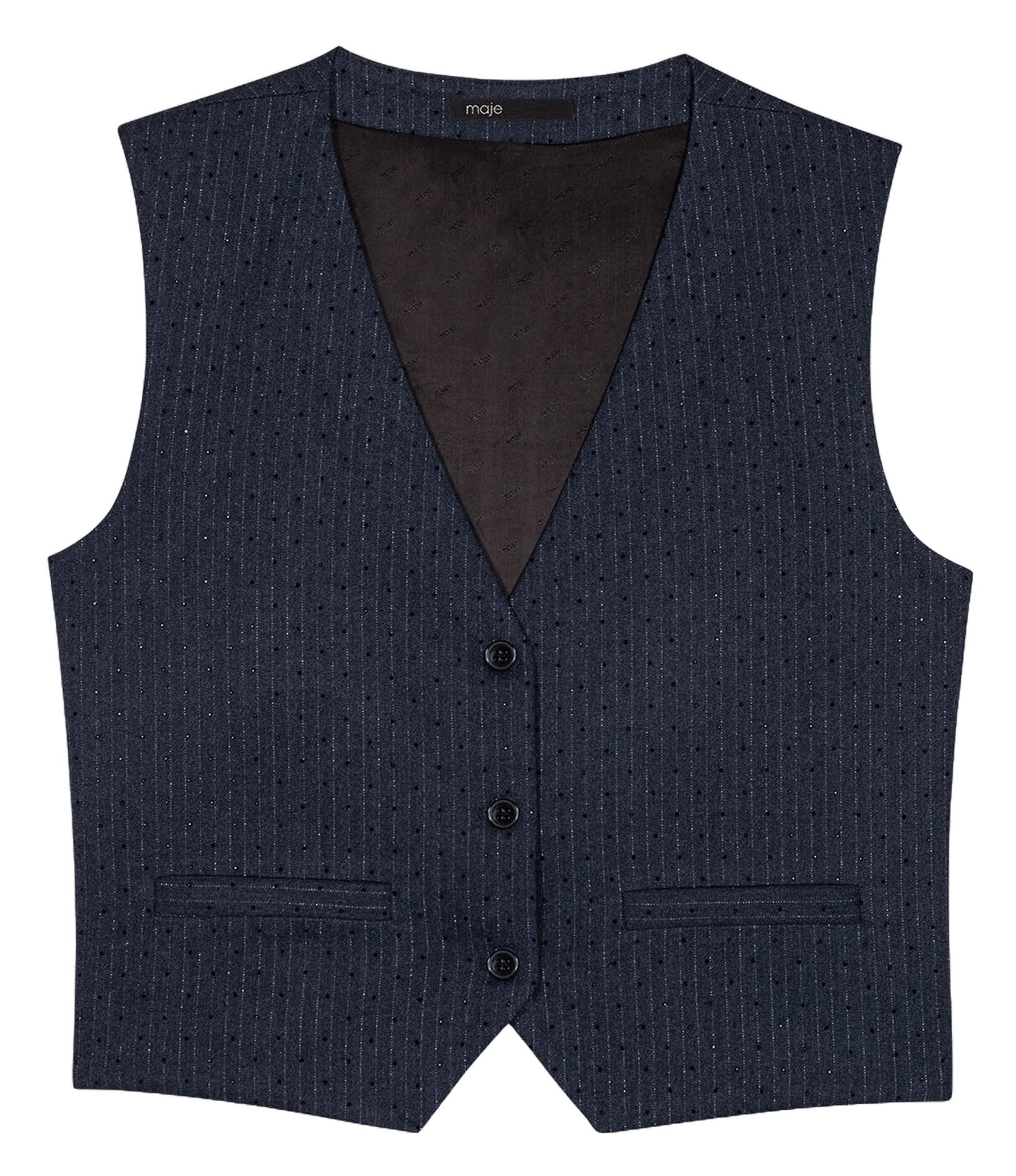 Gilet ajusté à fines rayures Bleu