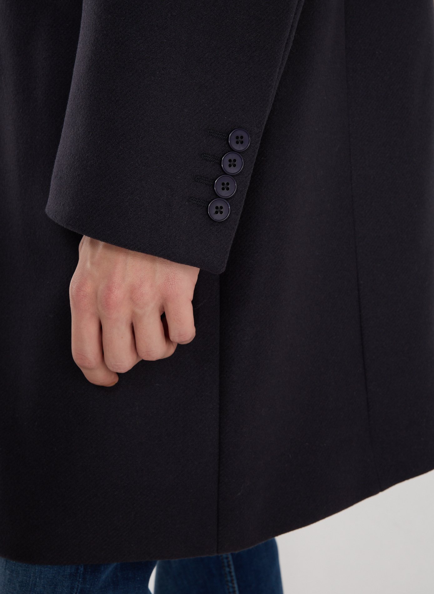 Coat with tailored collar in blended wool and cashmere AU PRINTEMPS PARIS Blue