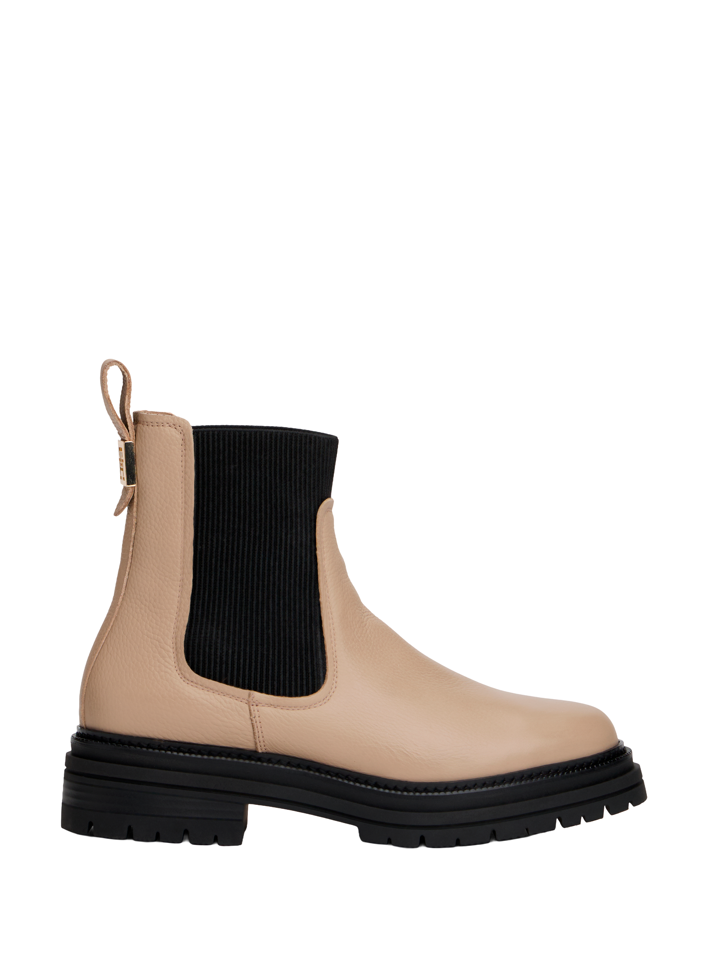 TOMMY HILFIGER Round-toe leather ankle boots Beige