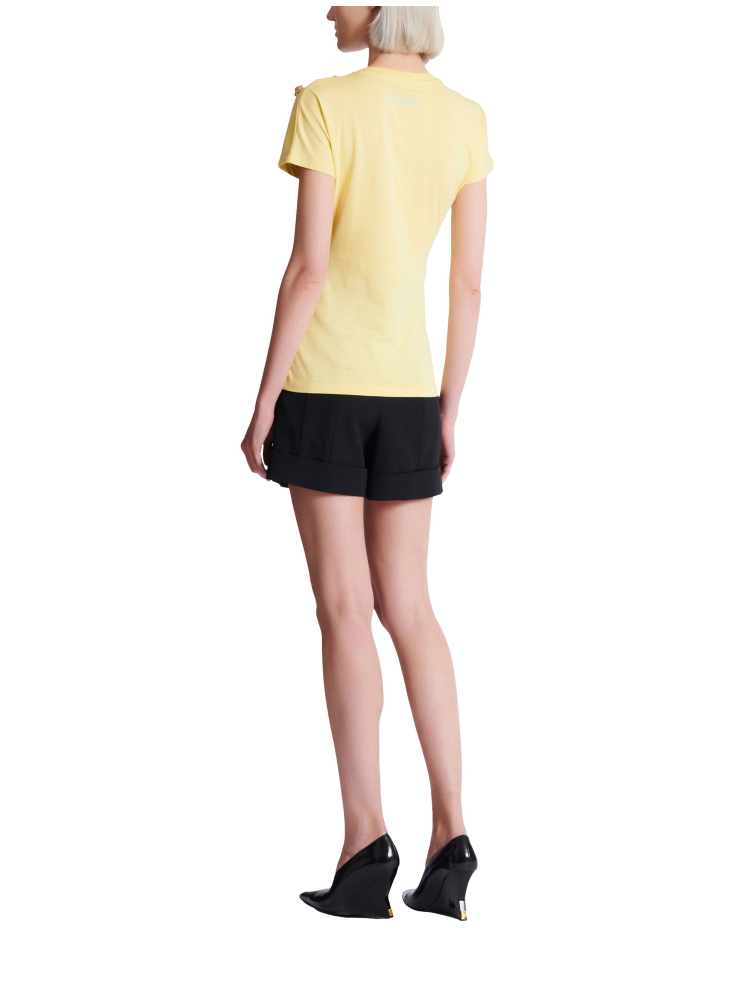 T-shirt drapé avec boutons Jaune