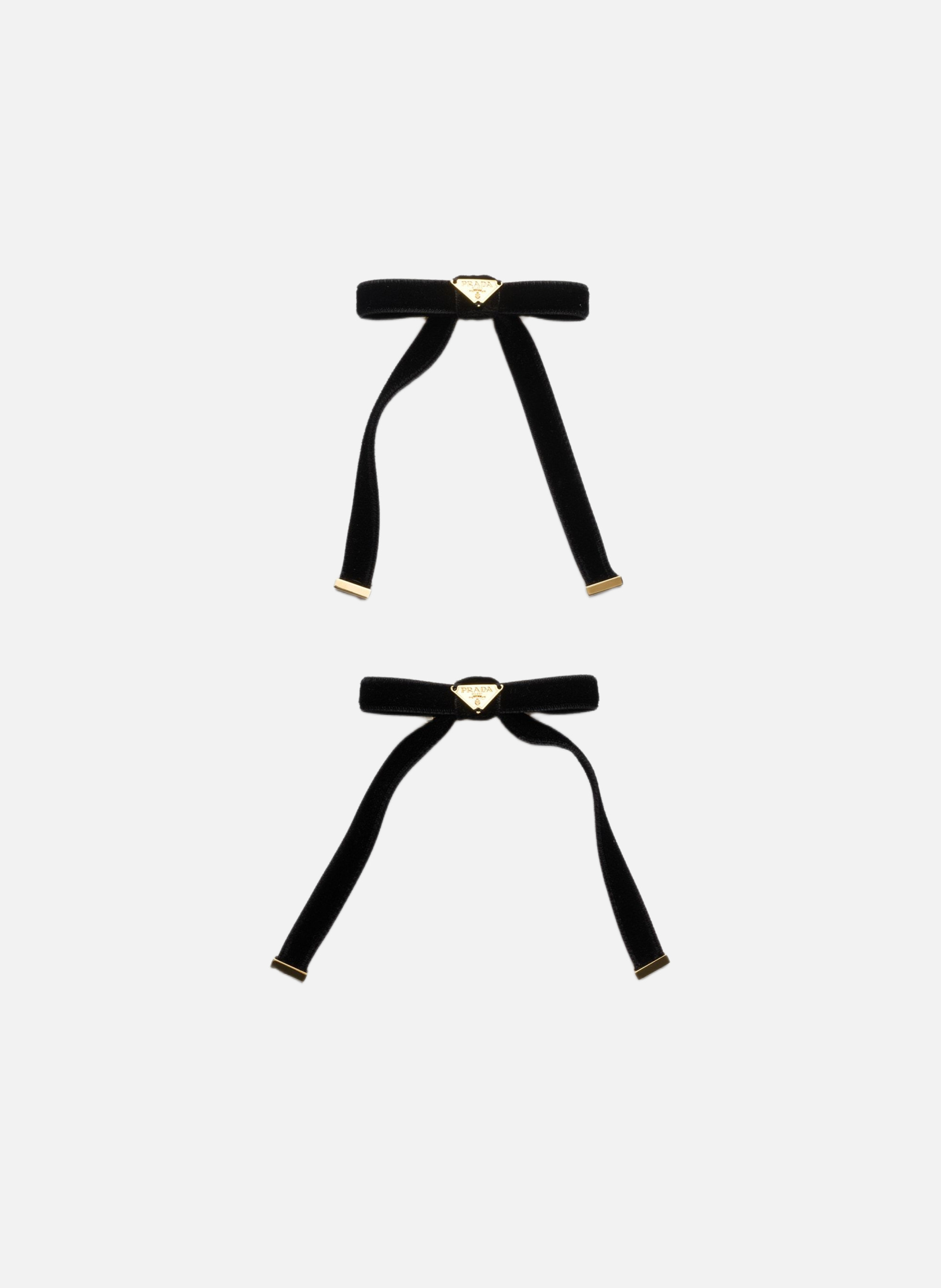 Pinces à cheveux en velours PRADA Noir