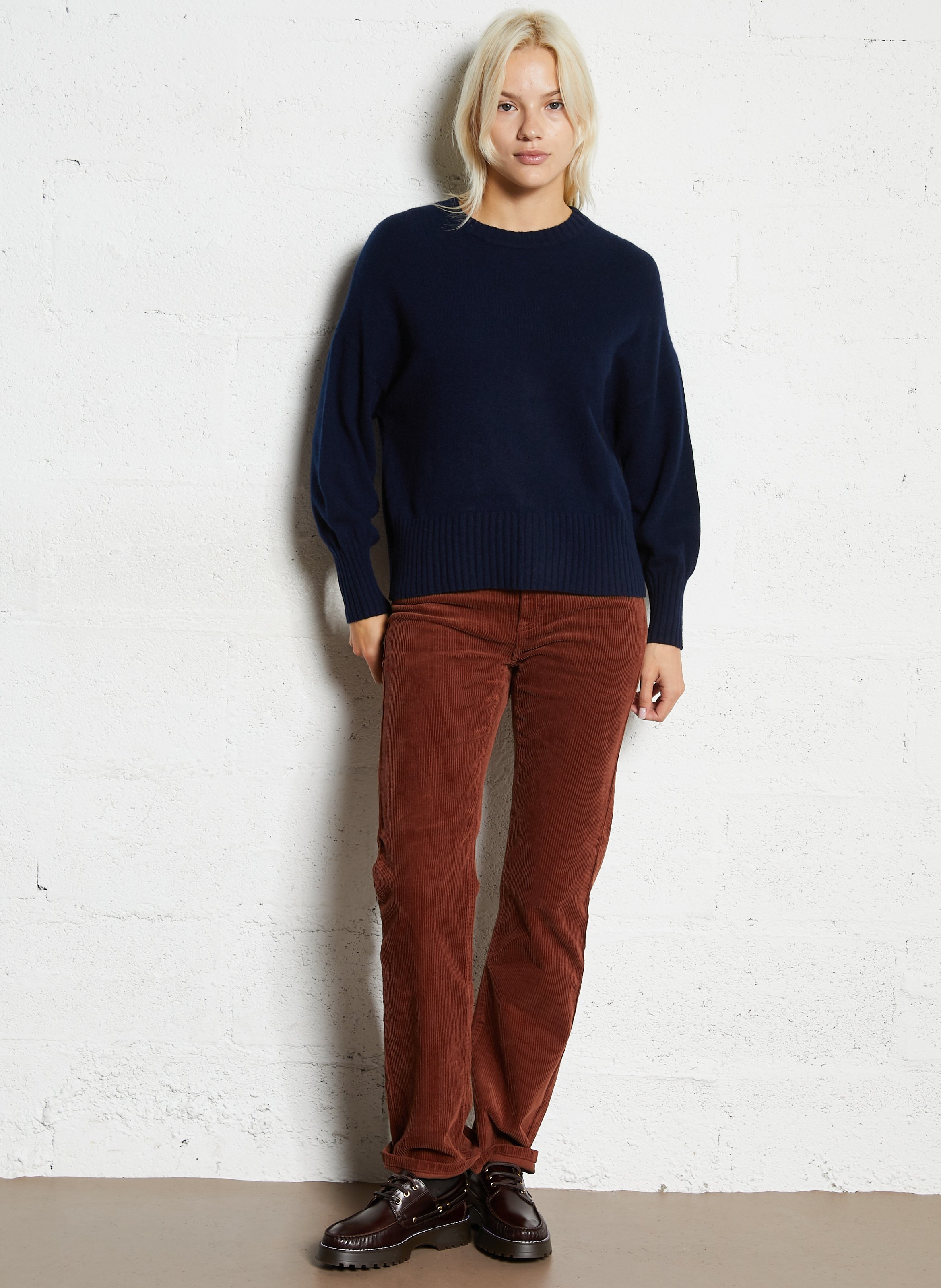 Pantalon droit en velours côtelé de coton gaby MAISON 123 Rouge