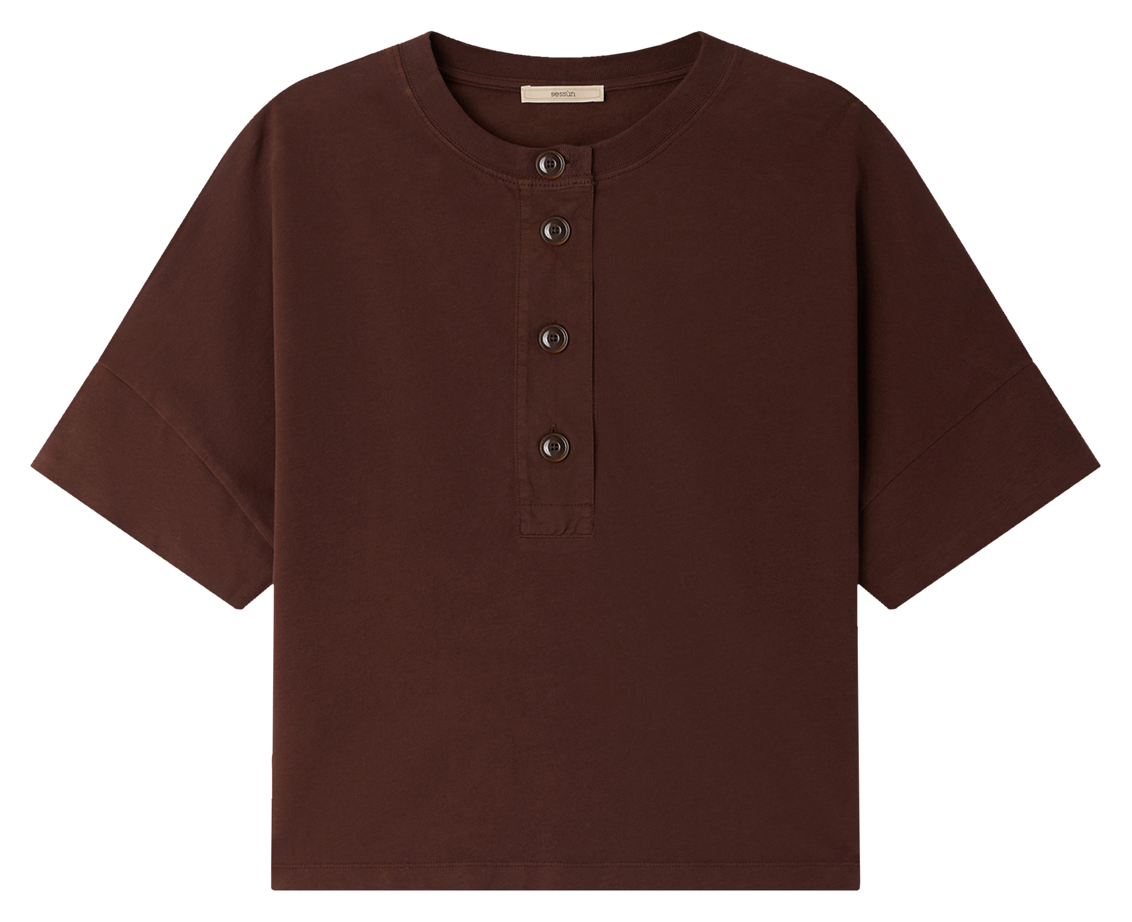 Tee-shirt col rond en coton rodney SESSUN Marron