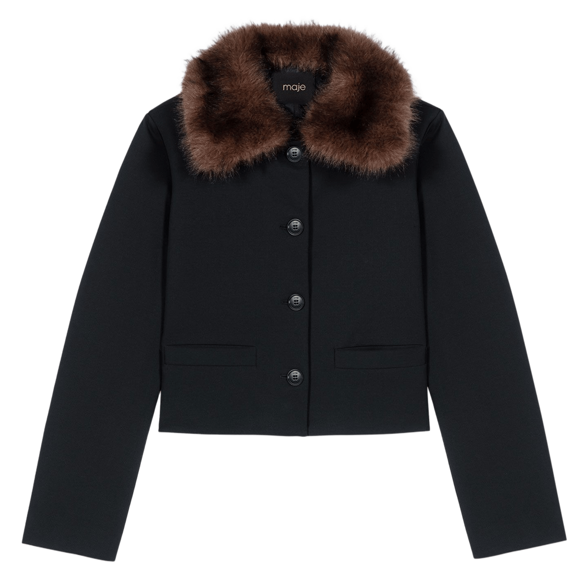 Veste col amovible effet fourrure MAJE Noir