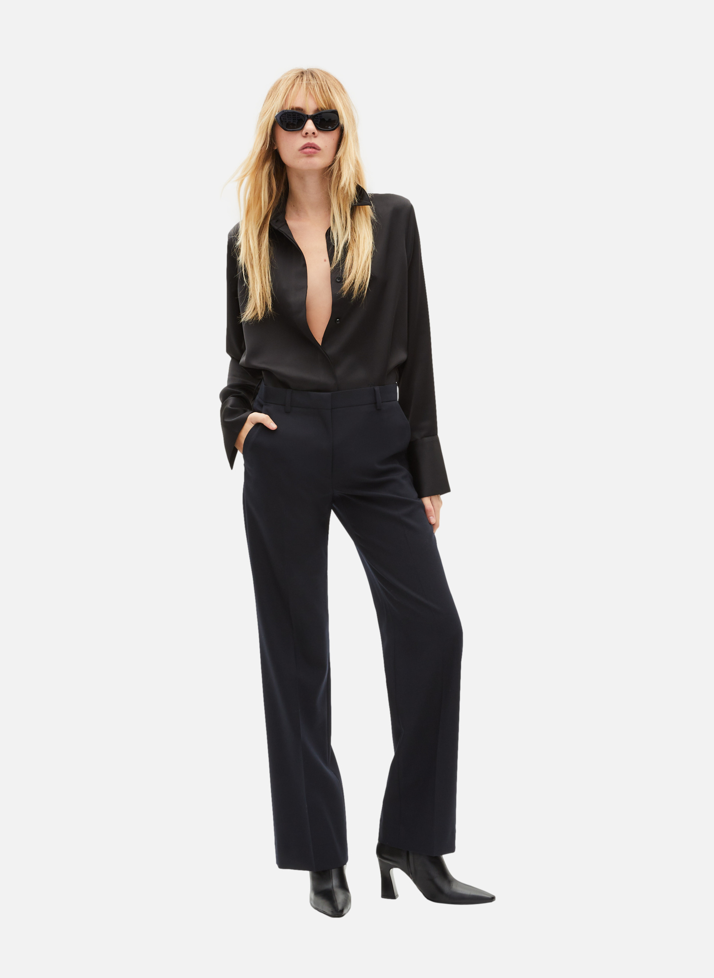 Pantalon tailleur droit en laine mélangée THE KOOPLES Bleu