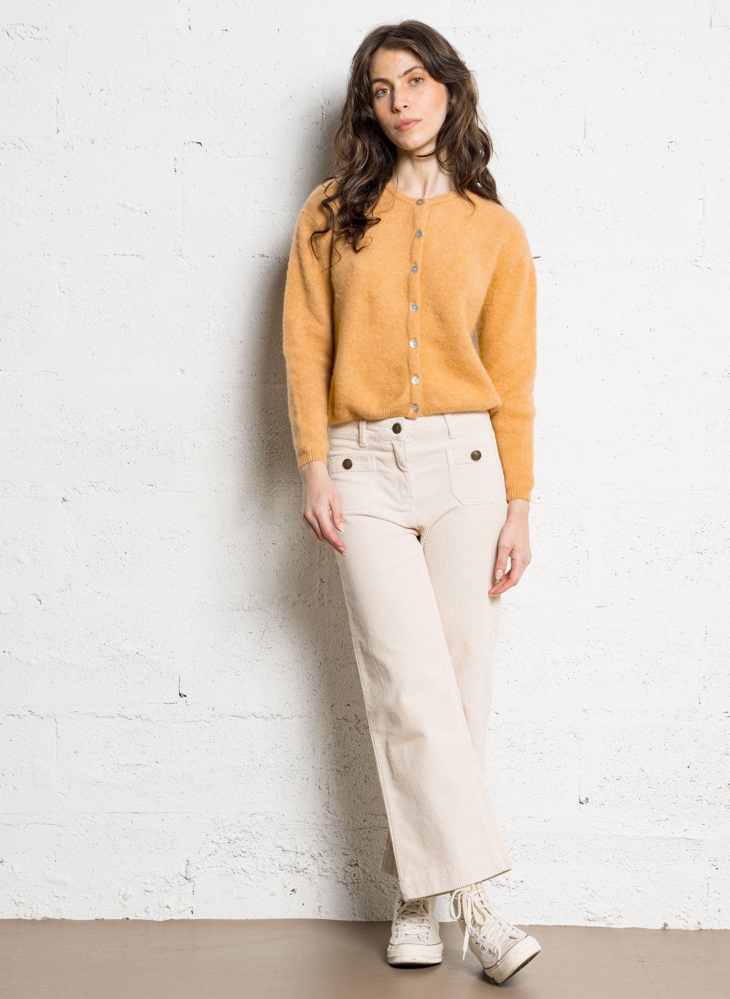 Pantalon droit en velours côtelé mae MAISON 123 Blanc