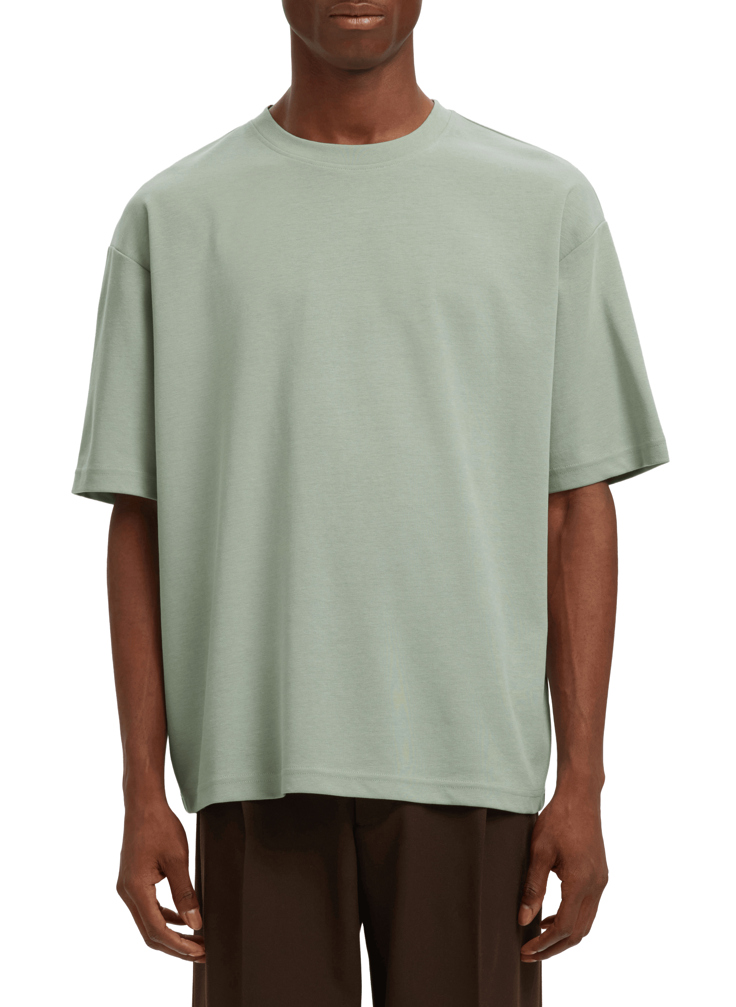 SELECTED Plain t-shirt in blended cotton Green