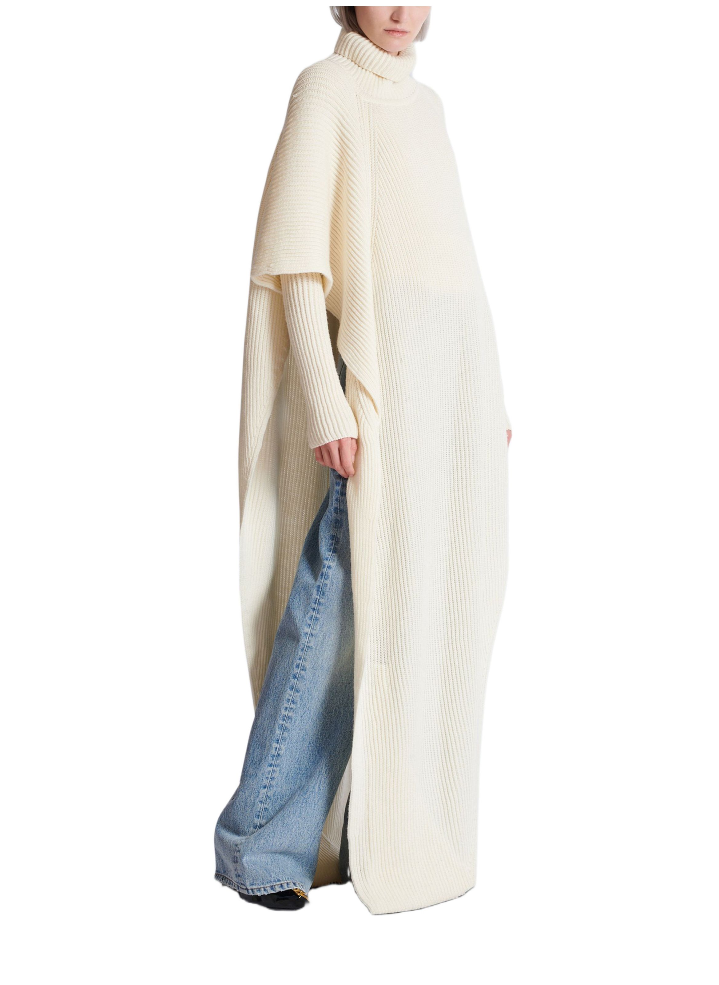 Cape en maille asymétrique BALMAIN Blanc