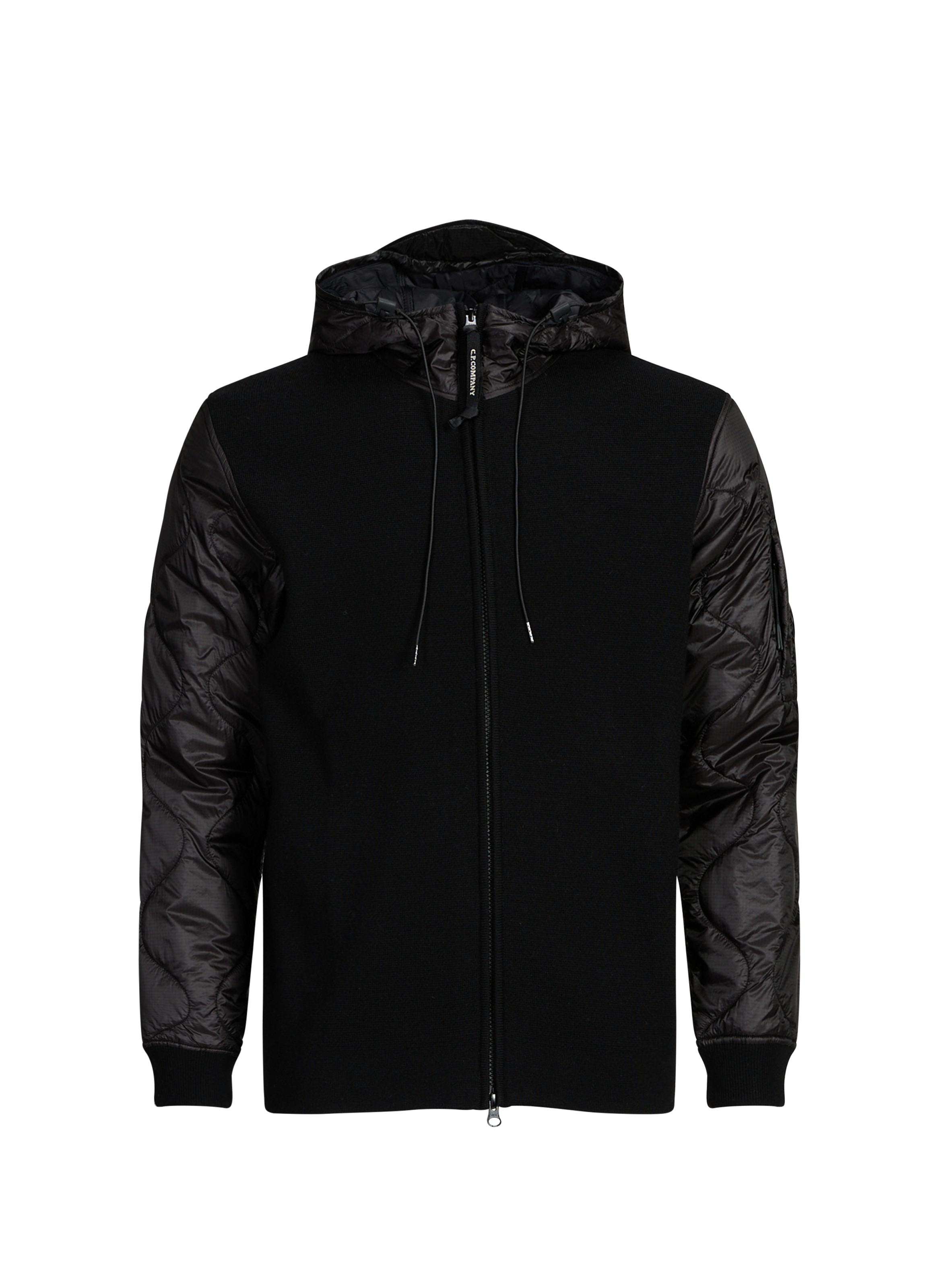 Bi-material logo hoodie CP COMPANY Black