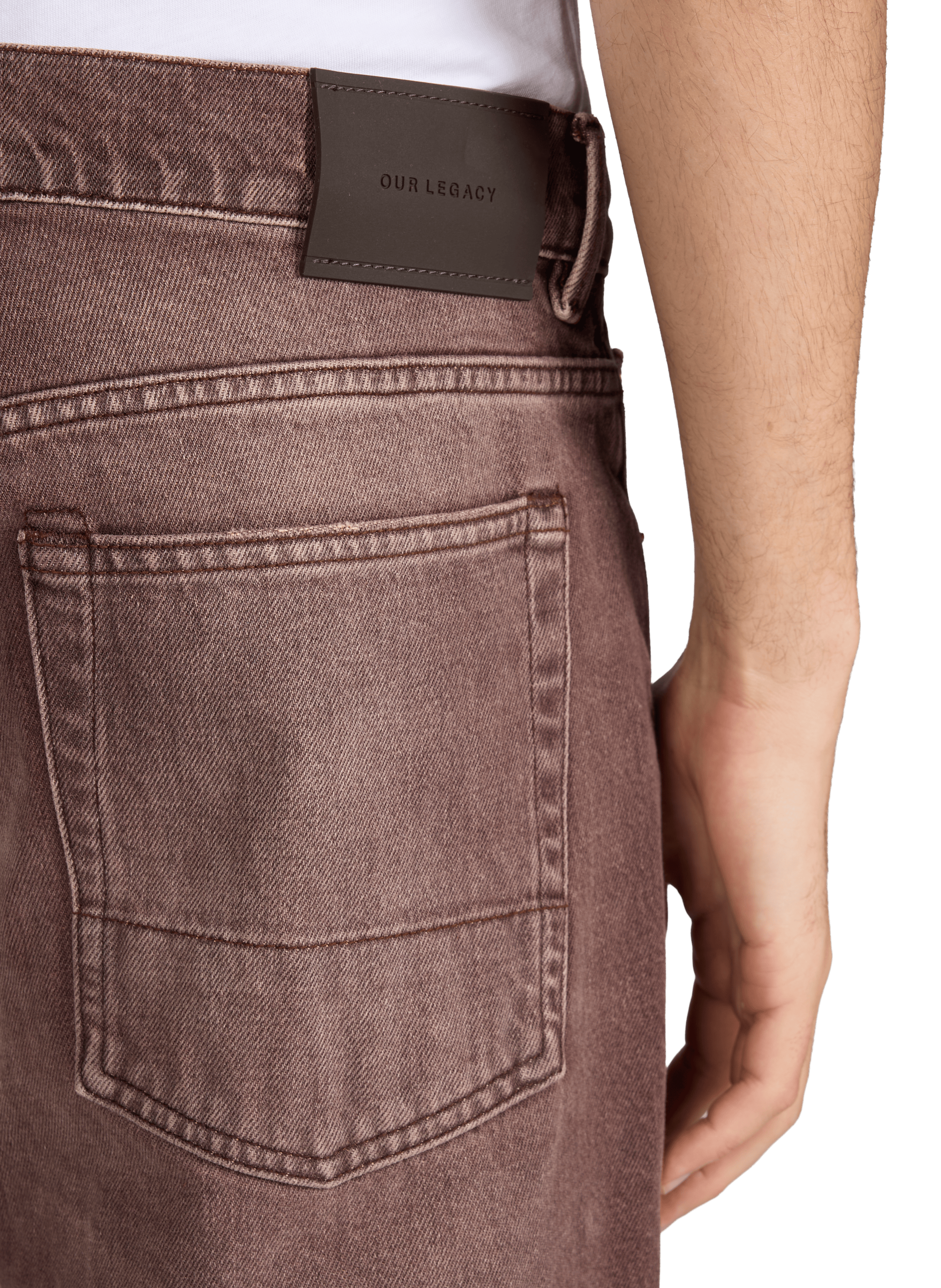 Jeans large délavé en coton  OUR LEGACY Marron