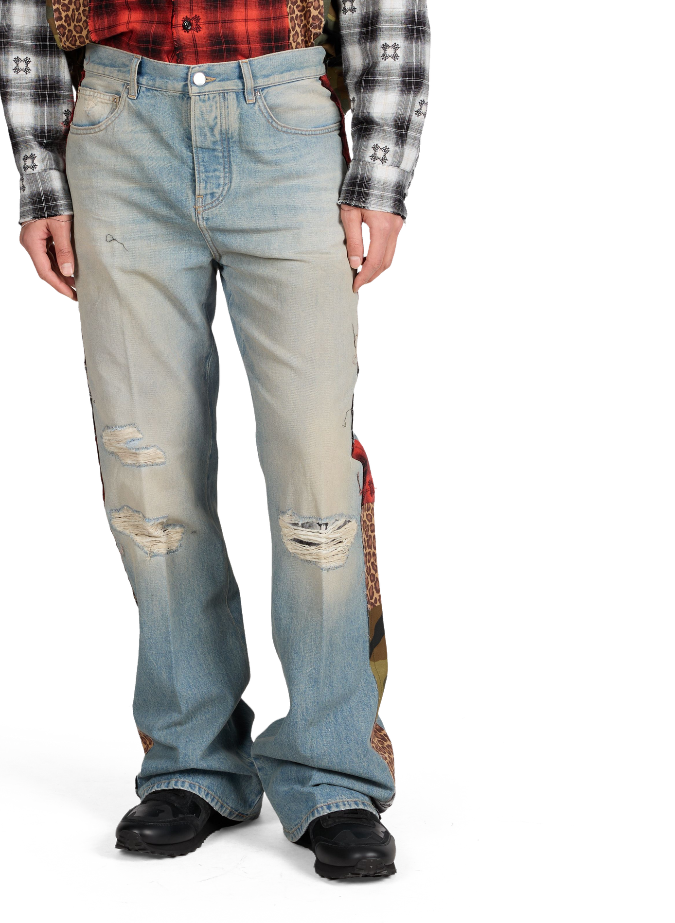 Cotton patchwork bootcut jeans AMIRI Blue