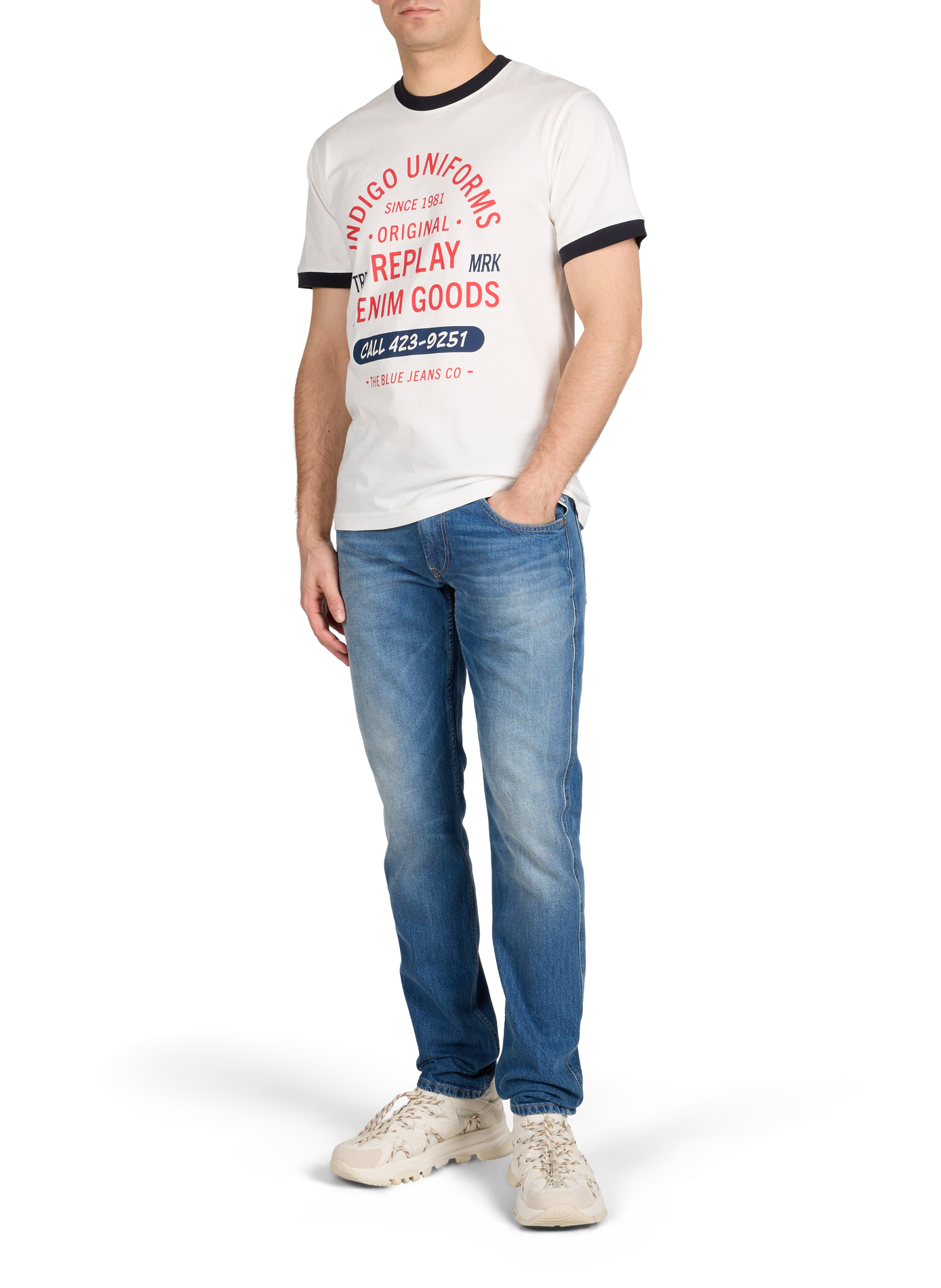 Straight cotton jeans REPLAY Blue